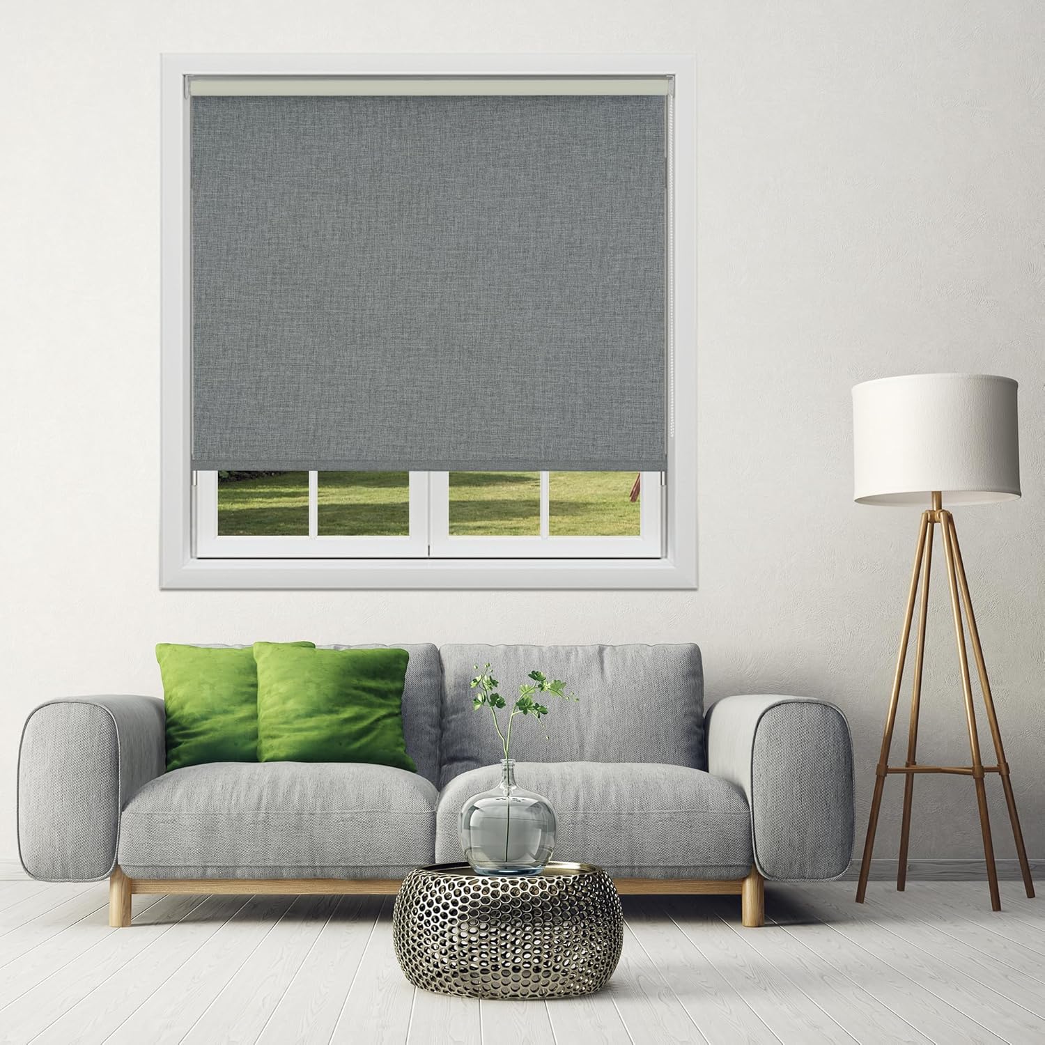 Boolegon Persianas enrollables opacas para ventanas, persianas enrollables para ventanas de interior, persianas enrollables de tela de lino, con