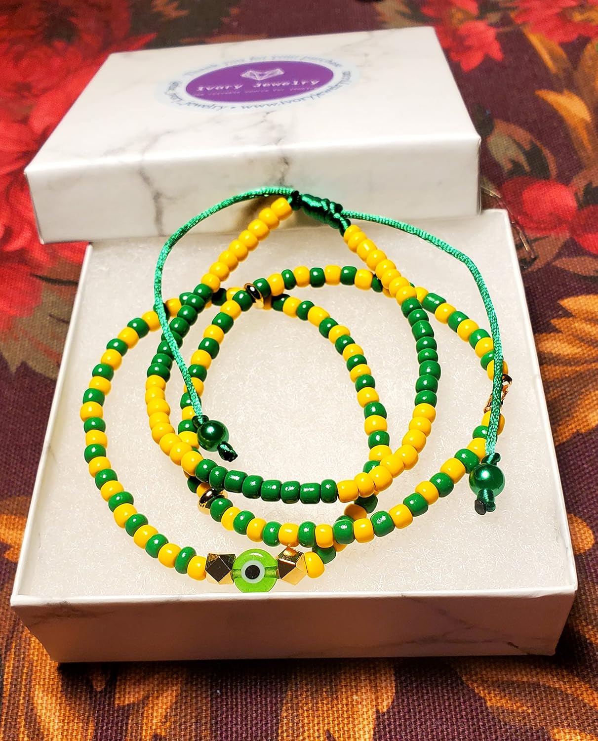 Evil Eye Orishas Protection Jewelry Ilde Elastic Stretch Adjustable Beaded Unisex Amulet Bracelet Pulsera Set (Orula)