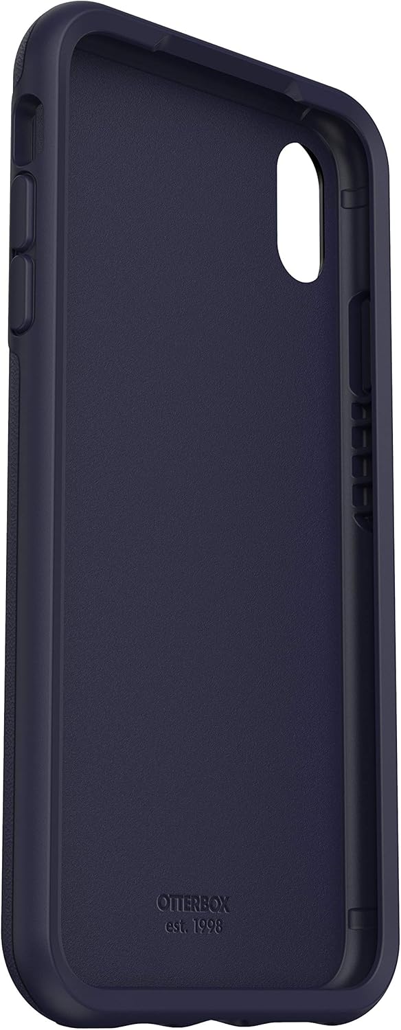 OtterBox Funda de cuero vegano con patrón perforado para iPhone Xs Max – Midnight Polka (azul marítimo)