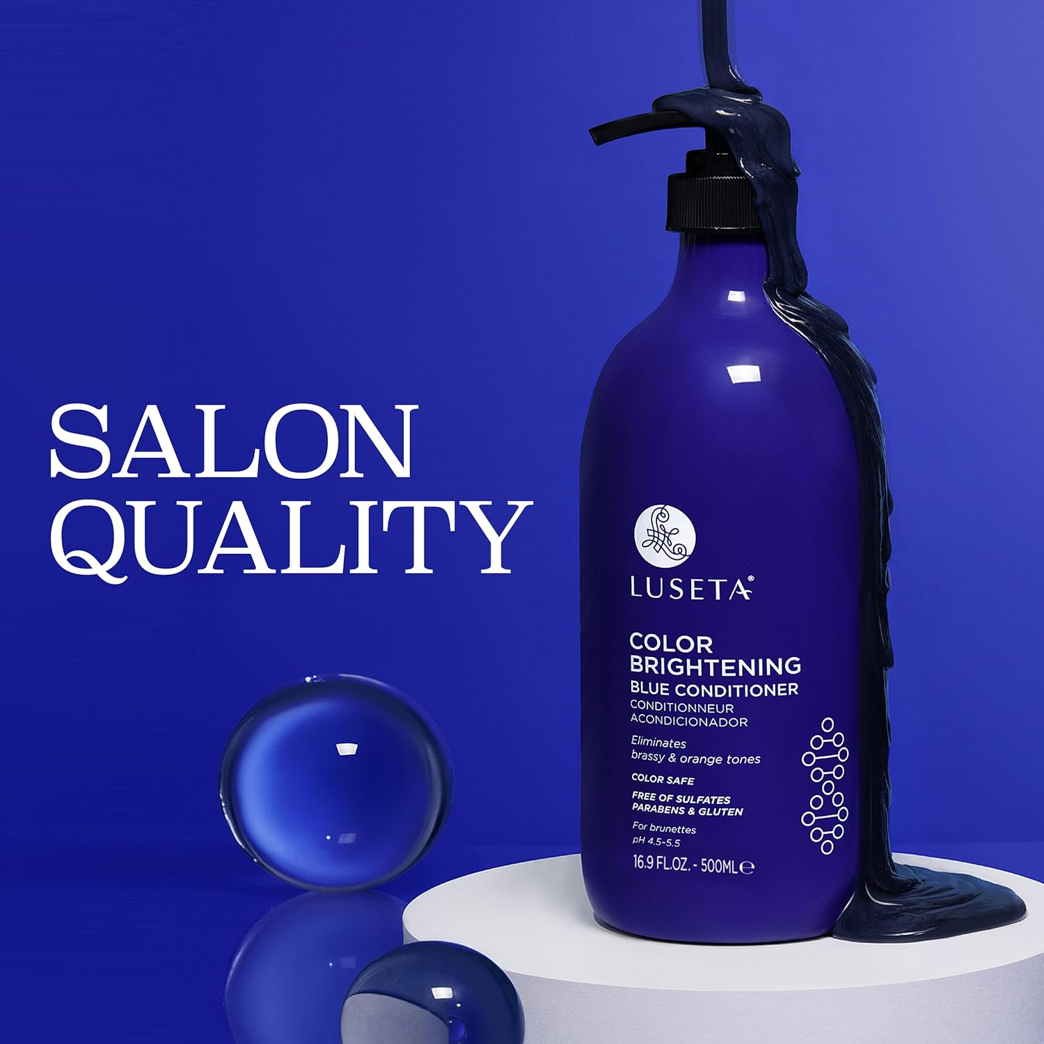 Luseta Acondicionador de color azul iluminador para morenas y tonos naranja cobrizos, acondicionador de rutina para el cuidado del cabello para