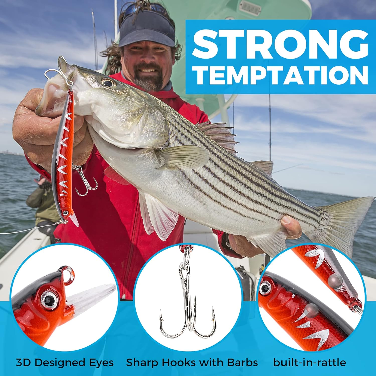 Winshall Fishing Lures Tackle Baits Kit for Freshwater Fishing Tackle Box with Tackle Included Metal Lures Soft Bait Plastic Worms Fishing Gear and