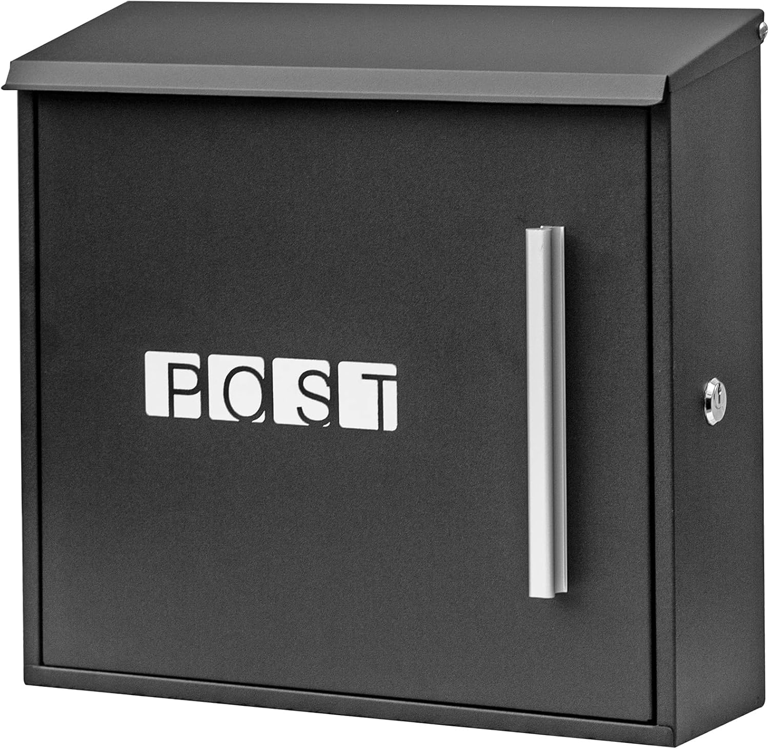 Buzón de seguridad con bloqueo, montaje en pared, buzón de correo de acero galvanizado de gran capacidad, buzón de correo para exteriores, 13 x 12 x