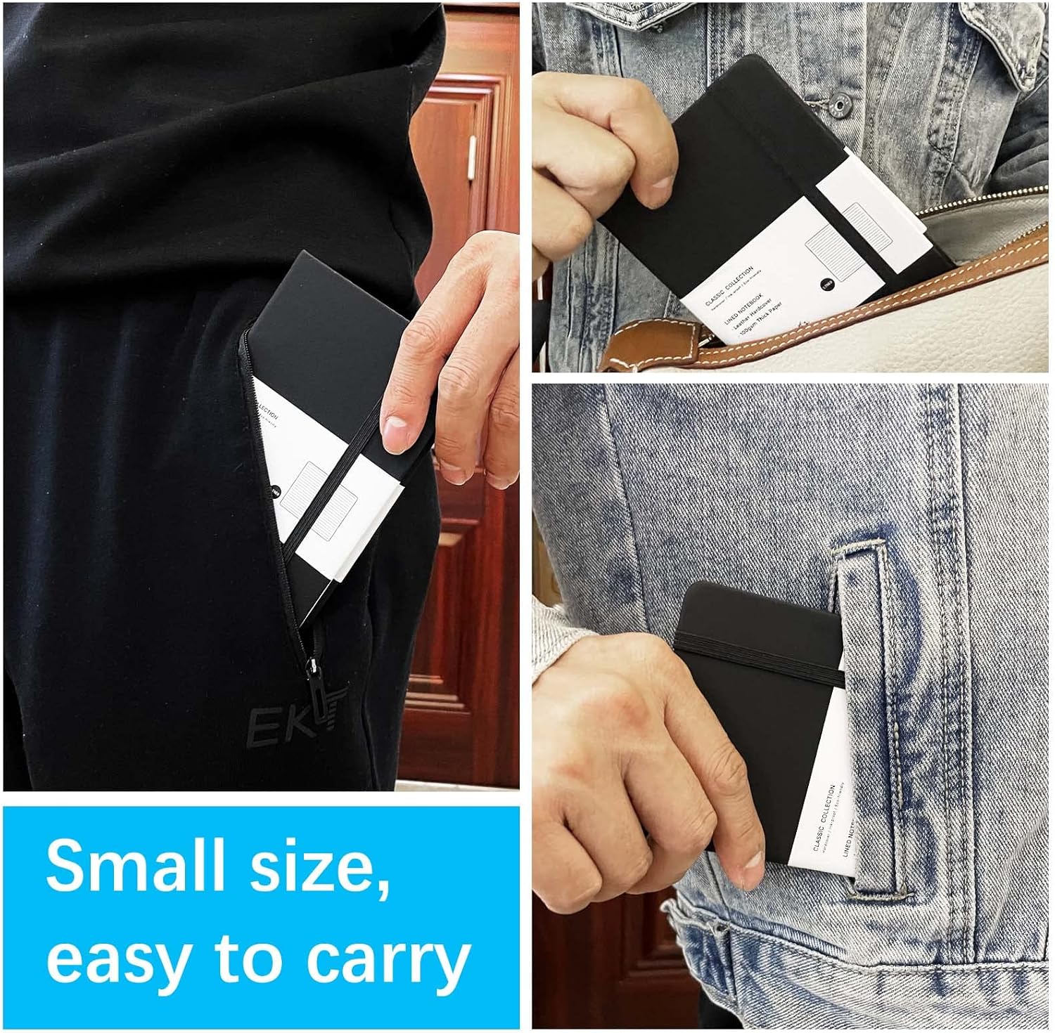Coopay Paquete de 4 cuadernos de bolsillo, cuadernos pequeños, bloc de notas con forro de cuero sintético, para oficina, hogar, escuela, negocios,