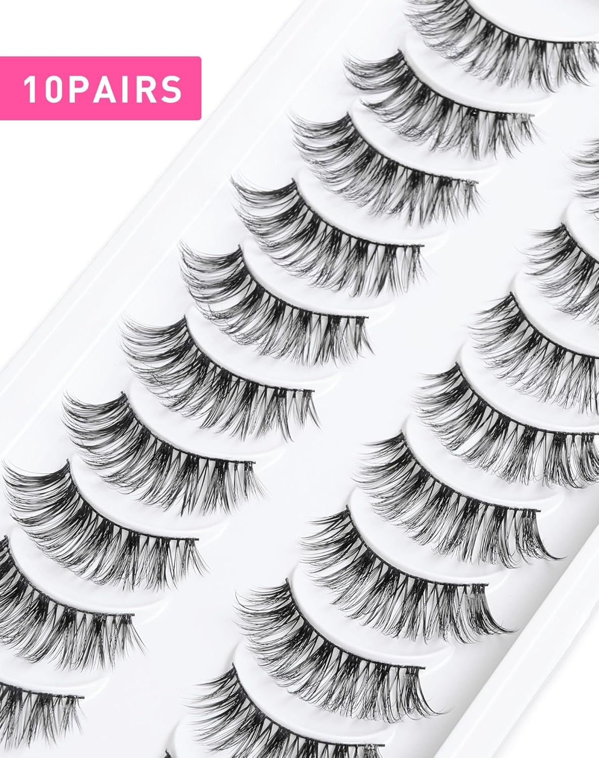 Pestañas postizas reutilizables de 0.47 pulgadas, pestañas postizas 3D de visón sintético, aspecto natural, 0.55 pulgadas, esponjosas, ojo de gato,