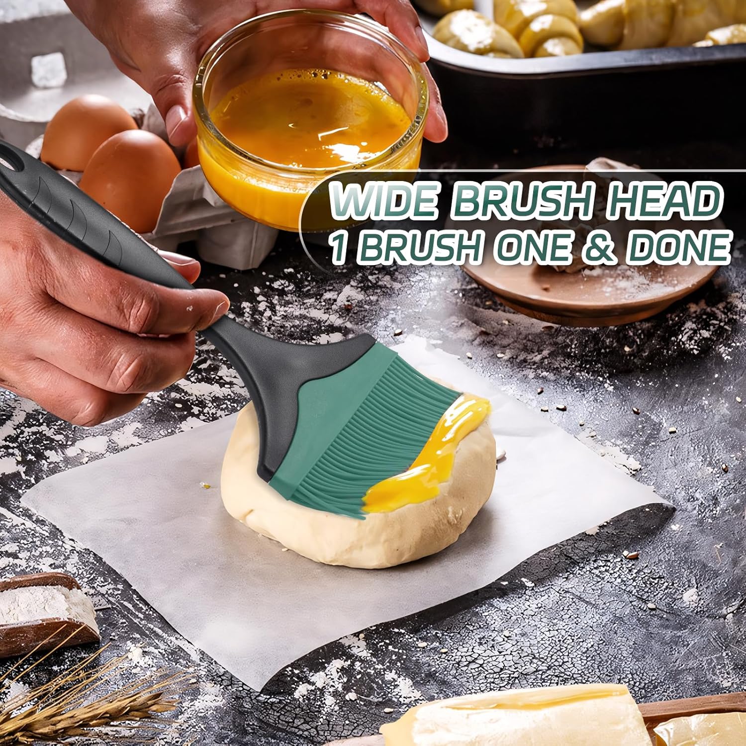 Cepillo grande de silicona para untar para parrilla, cepillo de silicona extra ancho de 3.95 pulgadas para asar a la parrilla, cepillos resistentes
