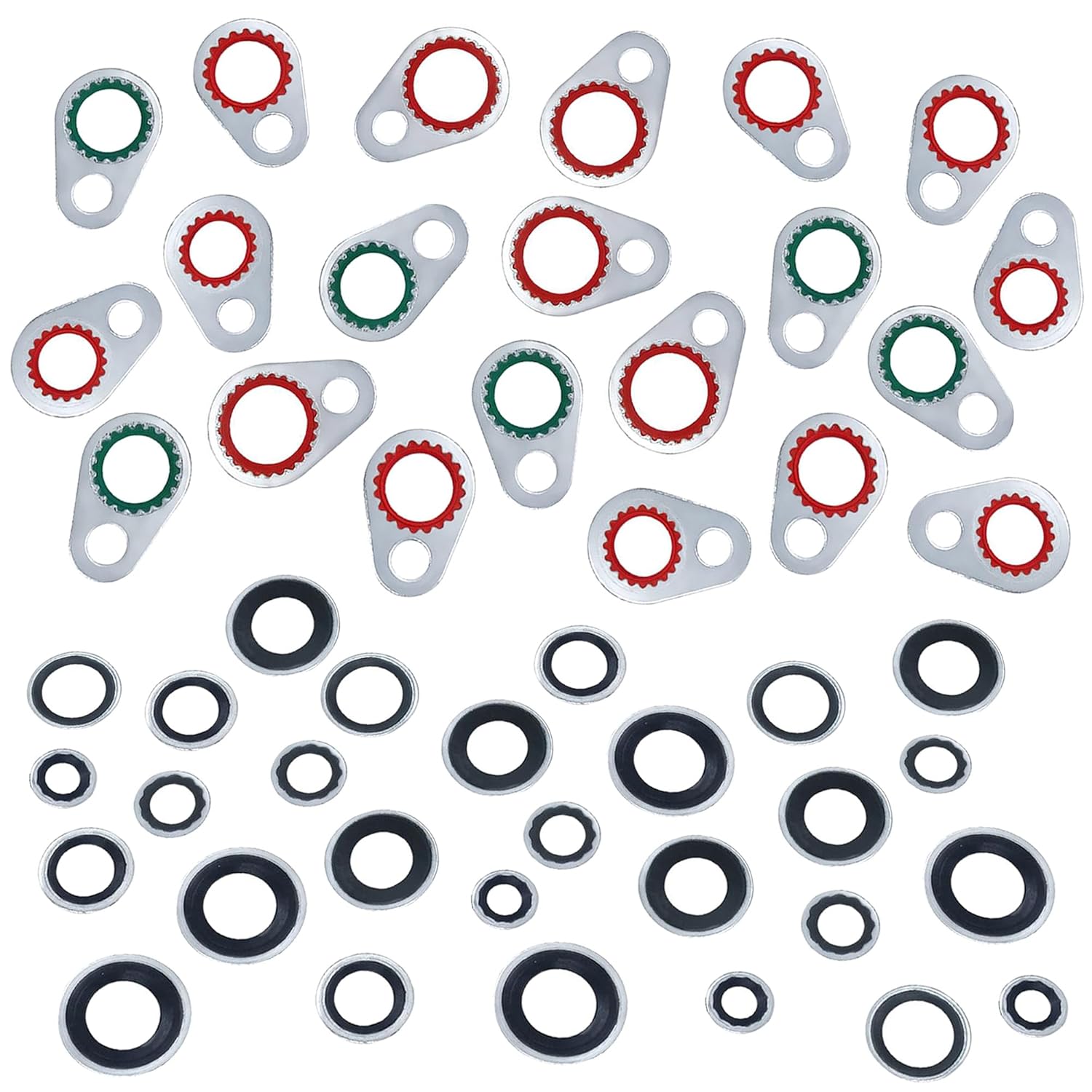 42 PCS Sistema AC Compresor Junta Sellos Aire Acondicionado Compresor Puerto Sello Arandela Kit