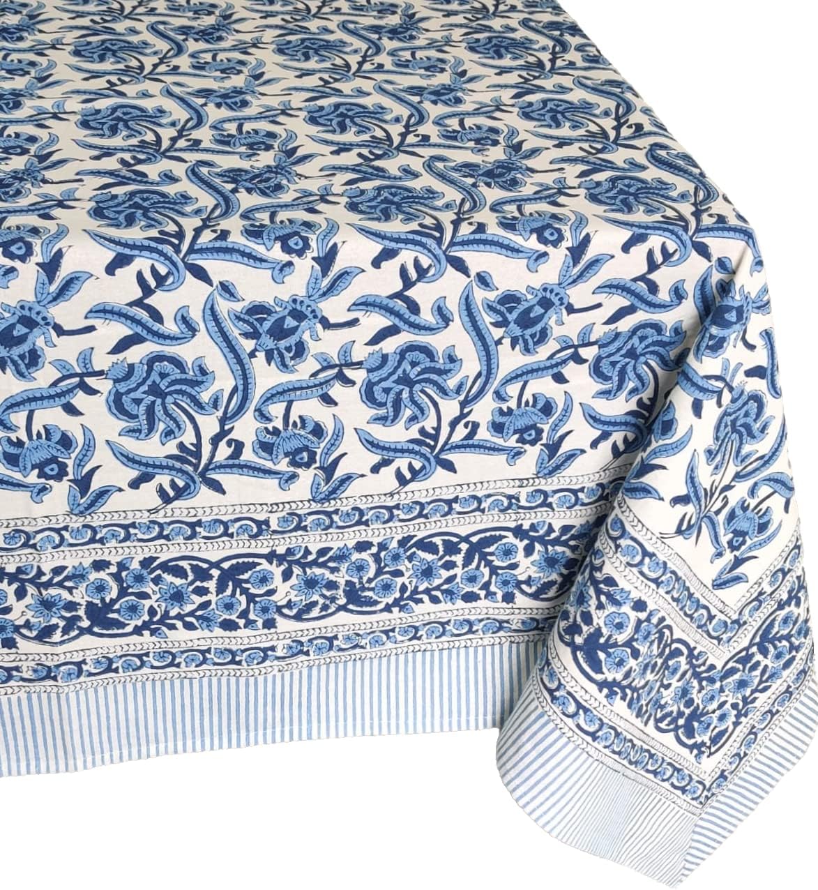 ATOSII – Mantel ‘Midnight Bloom’ 100% algodón, mantel de lino estampado a mano para cocina, mesa de comedor, mesa, fiestas, boda, primaveraverano