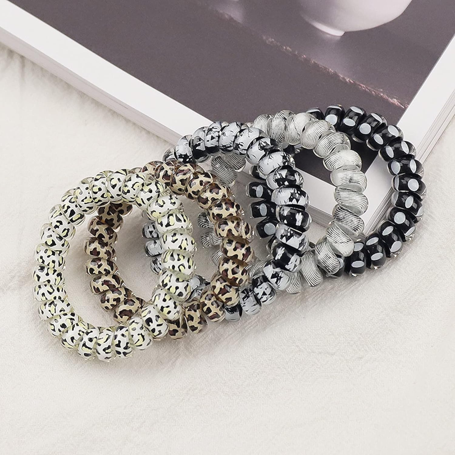 Cuerda de pelo 5 unids leopardo impresión teléfono cable círculo lunares pantalla impresión accesorios para el cabello Headwear cuerda de pelo