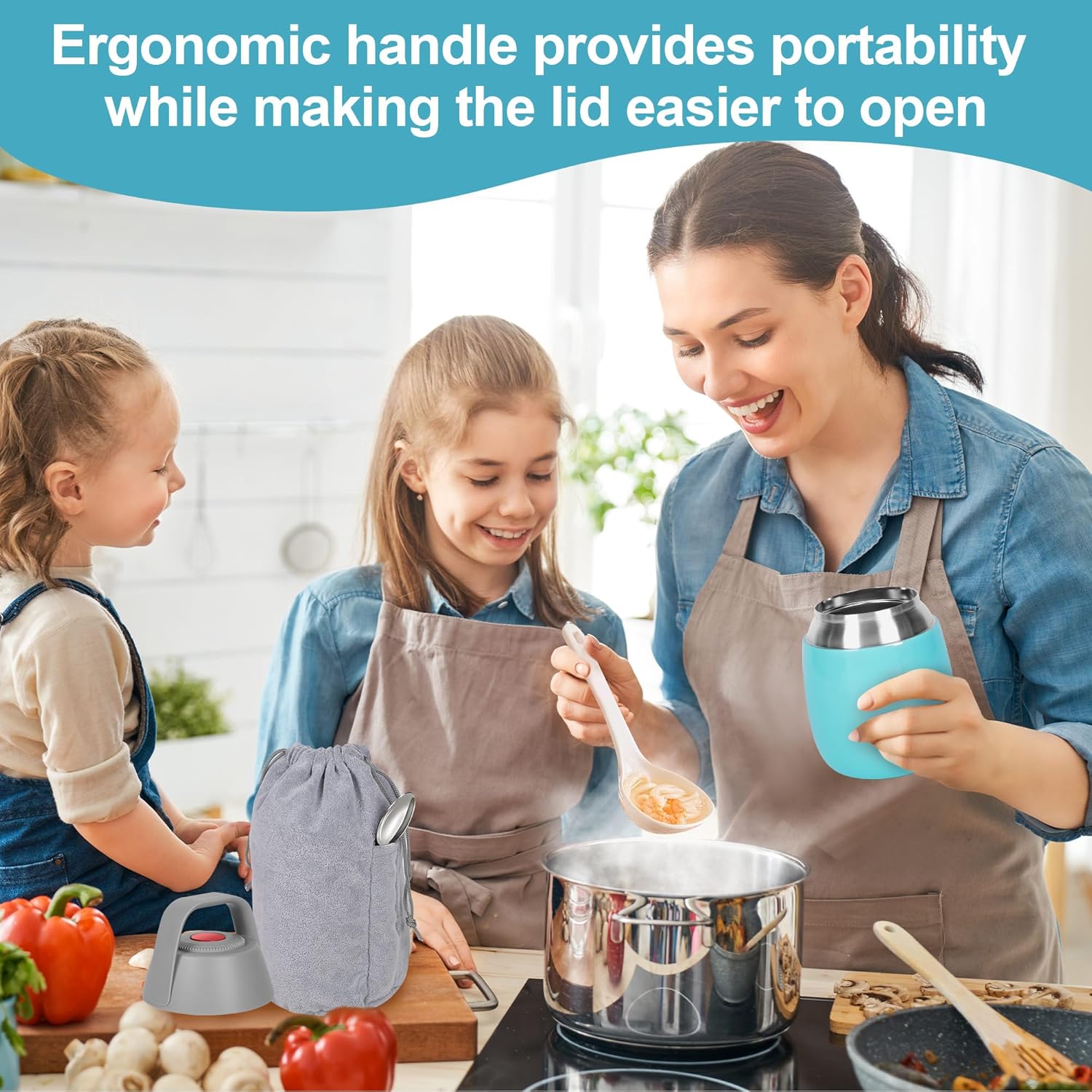 Thermo for Hot Food – Contenedor de alimentos aislado de acero inoxidable para niños y adultos, recipiente de alimentos aislado al vacío de acero