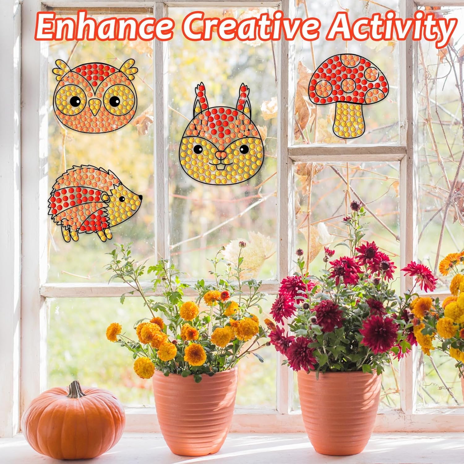 Atrapasoles de diamantes para manualidades de otoño, gemas con forma de animal, manualidades, kits de atrapasoles para niños, kits de pintura de