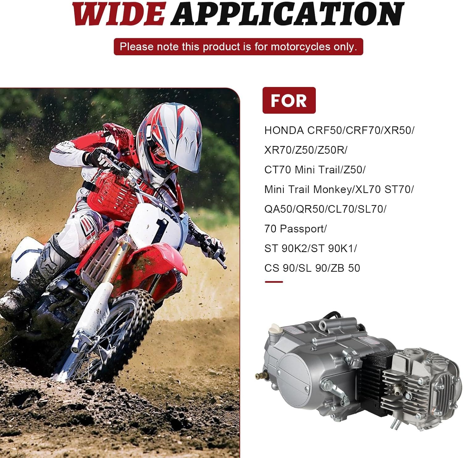 Rosyouth Kit de motor de motor de 4 tiempos de 125 cc, motor de embrague manual, motor de motor refrigerado por aire, motor ATV Quad Dirt Pit Bike