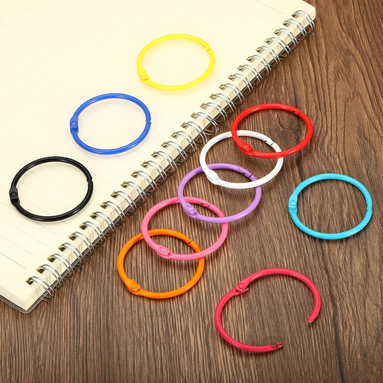 PATIKIL Anillos de hojas sueltas de 1.8 pulgadas de diámetro exterior de 1.5 pulgadas, paquete de 20 anillos de acero para papel, álbum de recortes,