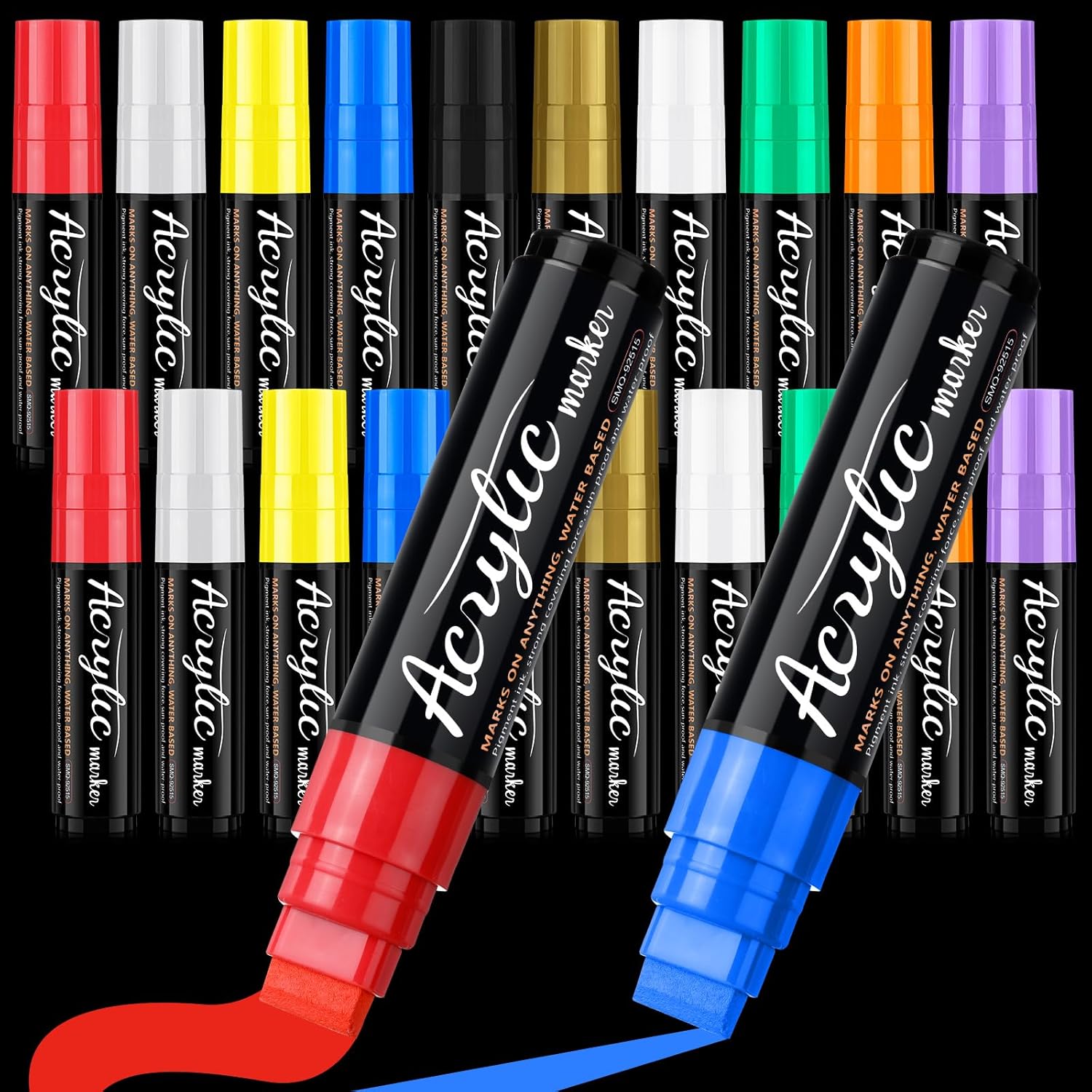 Fulmoon Marcadores de pintura acrílica jumbo, punta de fieltro de 0.59 pulgadas a base de agua para madera, plástico, roca y superficies sólidas,