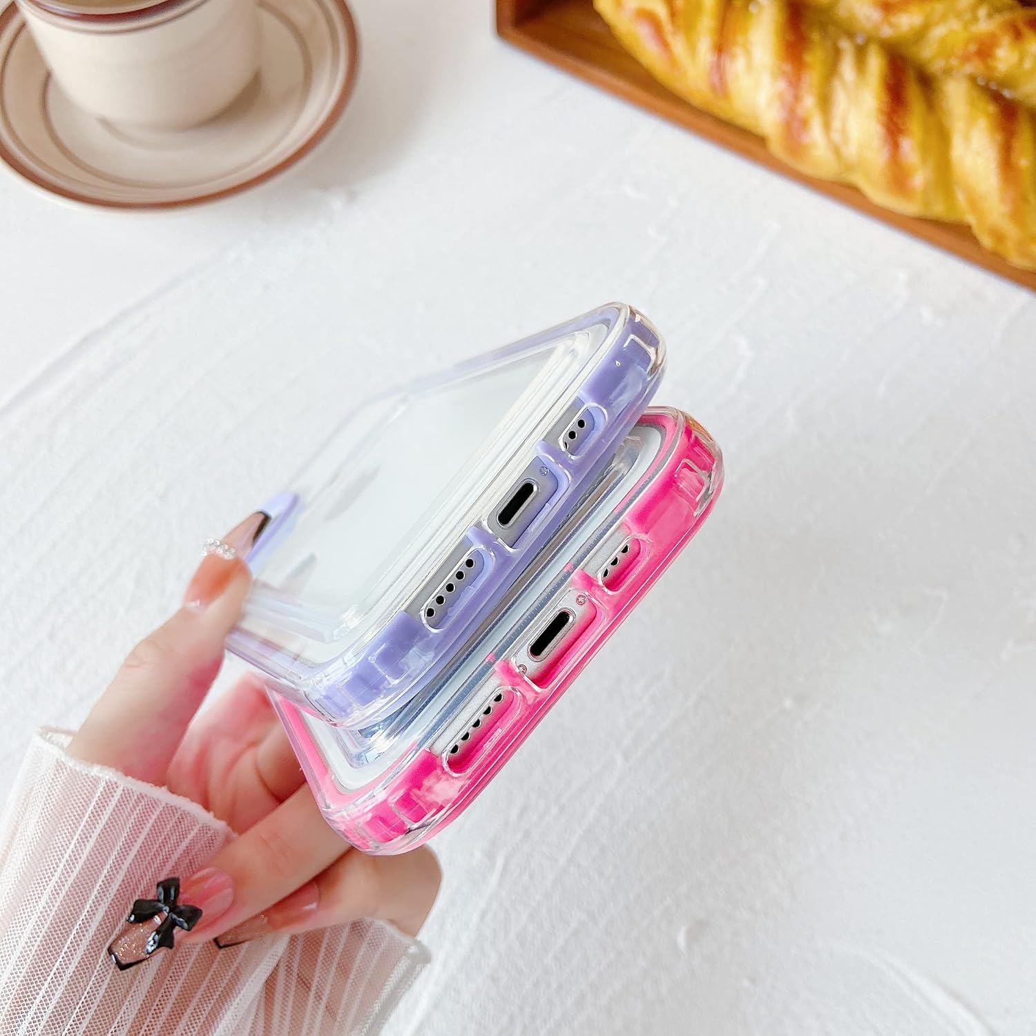 Caseative Tarjetero de color caramelo transparente a prueba de golpes suave compatible con funda de iPhone (negro, iPhone 11 Pro Max)