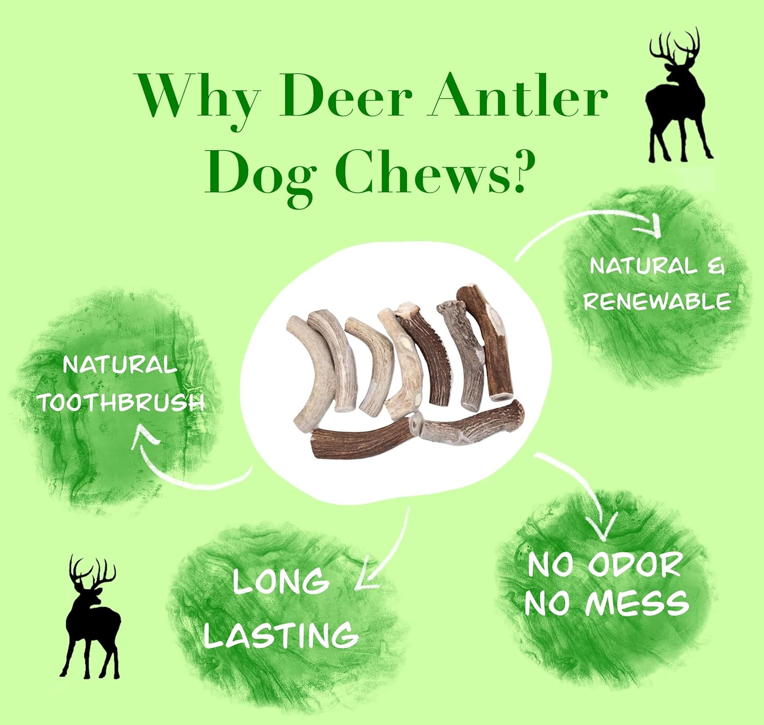 Deer Valley – Masticables para perros (individual gigante, de 8 a 10 pulgadas), cornamenta de ciervo de origen sostenible para razas extra grandes,