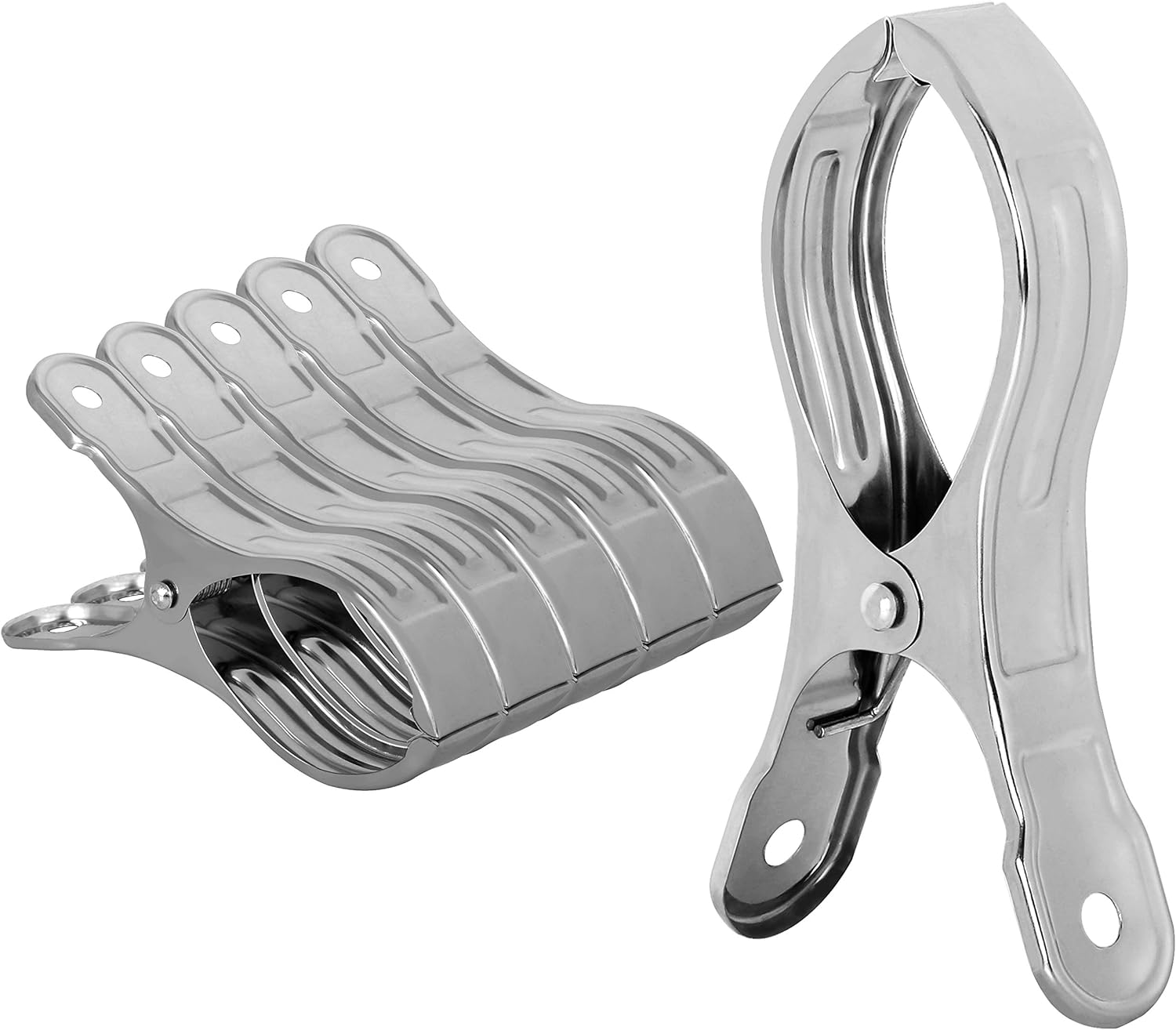 Dseap Clips para toallas Paquete de 6, 5-18 “L, clips de toalla de playa de metal de acero inoxidable jumbo, abrazaderas para cubierta de piscina,