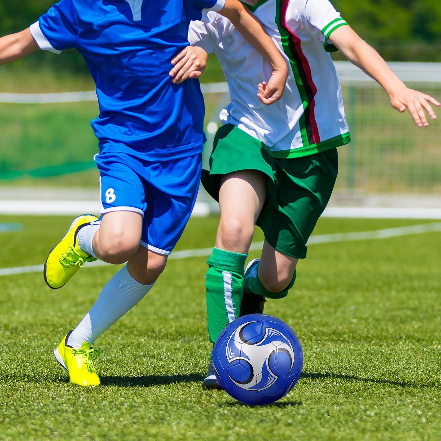HyDren Paquete de 2 pelotas de fútbol de tamaño 5, tamaño 4, tamaño 3, pelota de fútbol para niños pequeños y jóvenes con inflador, pelota de fútbol