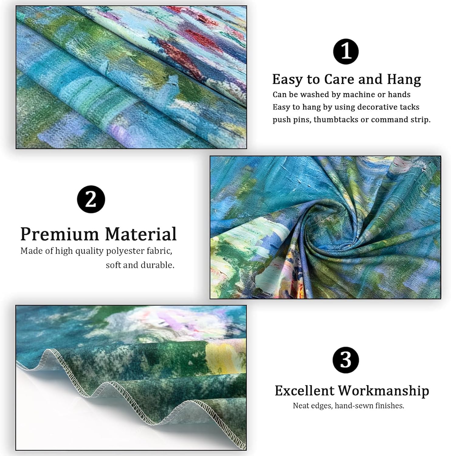 Avinyl Monet – Tapiz verde de lirios de agua para decoración de pared para dormitorio, estético, abstracto, flor hippie, colgante de pared para sala