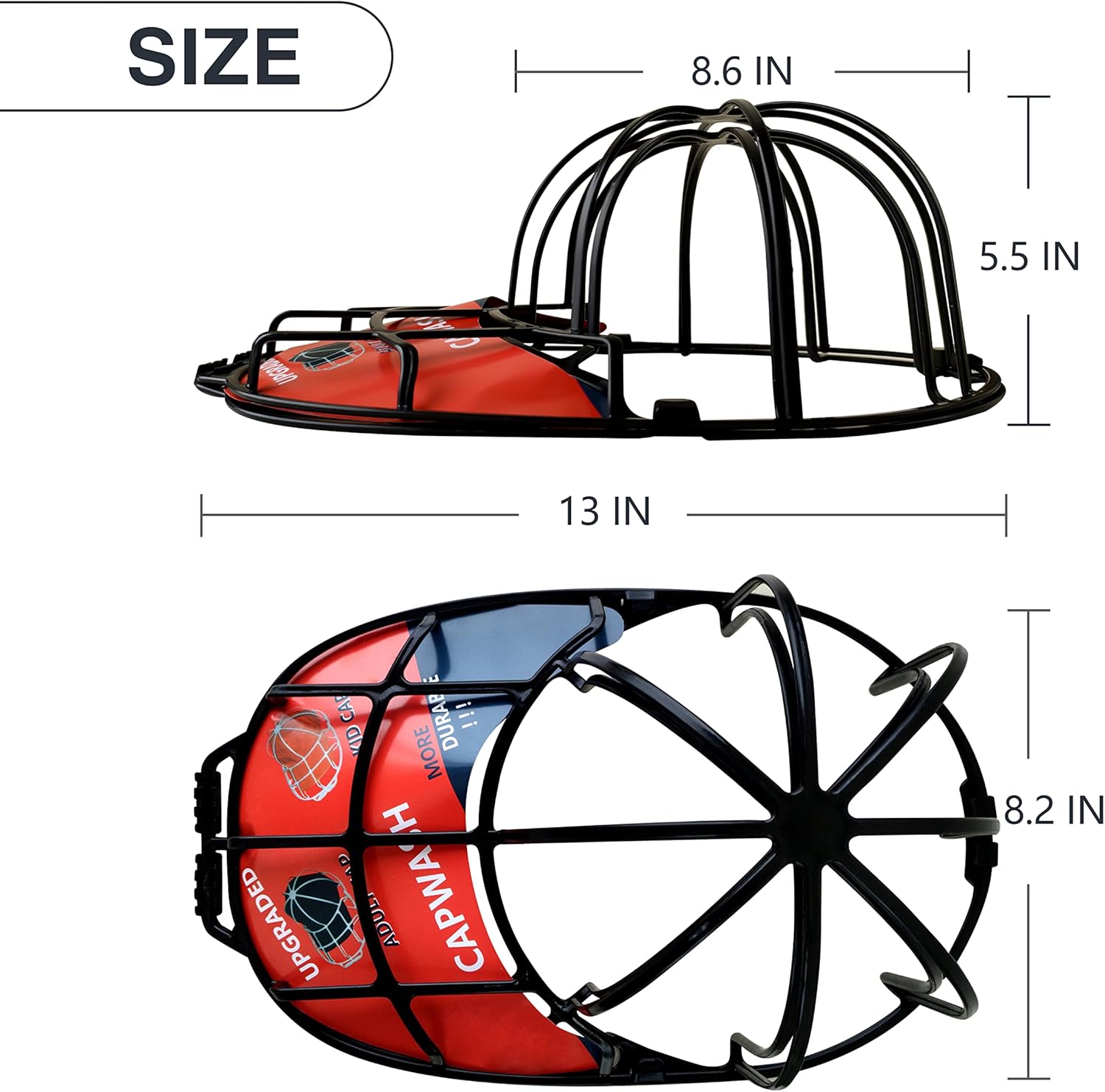 Protectores de sombreros para lavadora, lavadora de sombreros para lavadora, mantiene los sombreros con un aspecto fresco y nuevo con arandelas de