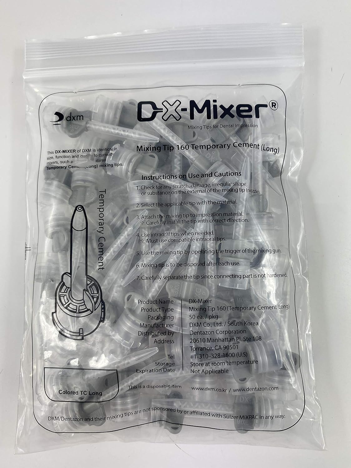 48 puntas de mezcla de impresión dental DX-Mixer de alas de colores (temperatura. Cem. Largo)