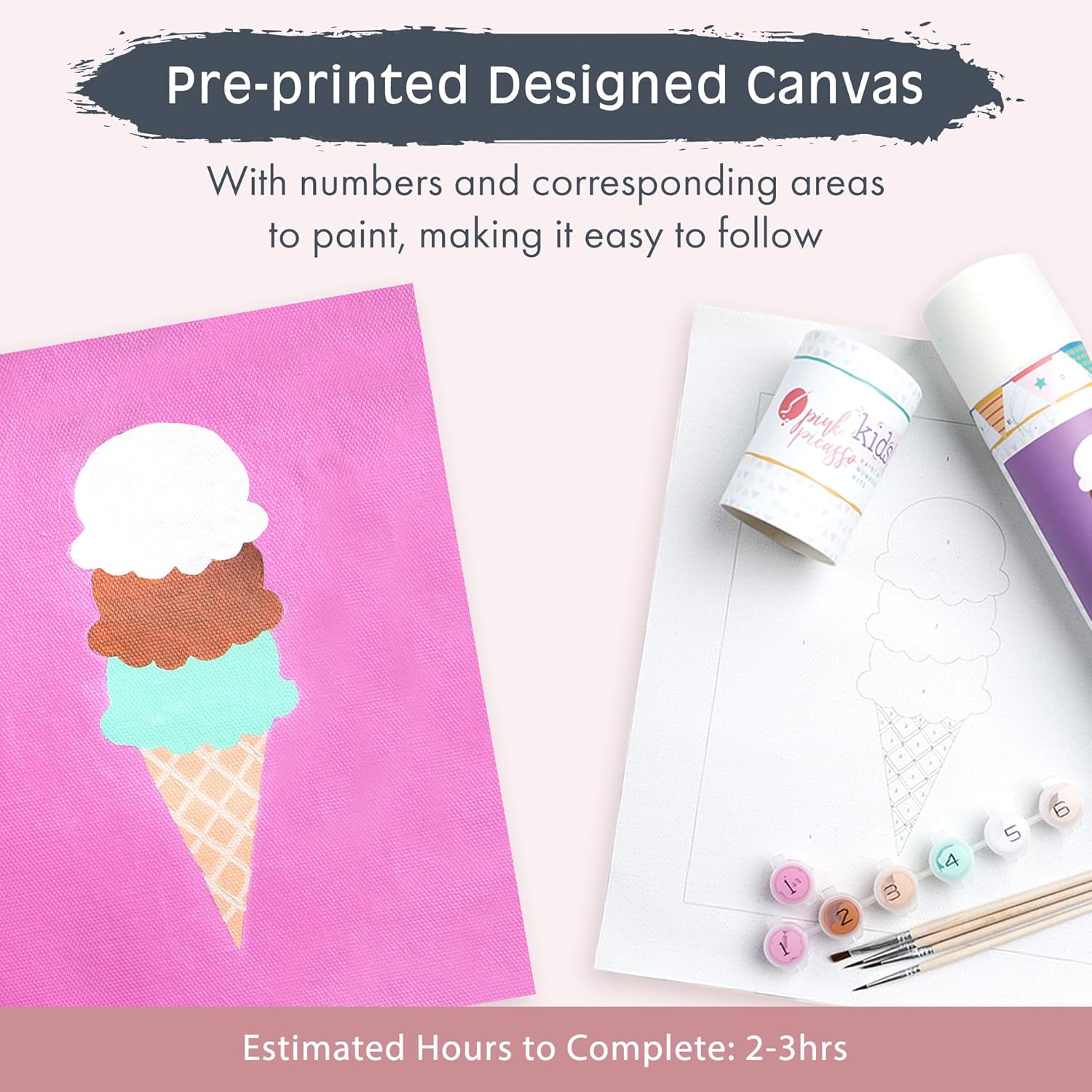 Pink Picasso Kits de pintura por números para niños de 8 a 12 años  Kit de manualidades para niños principiantes de bricolaje, pintura acrílica,