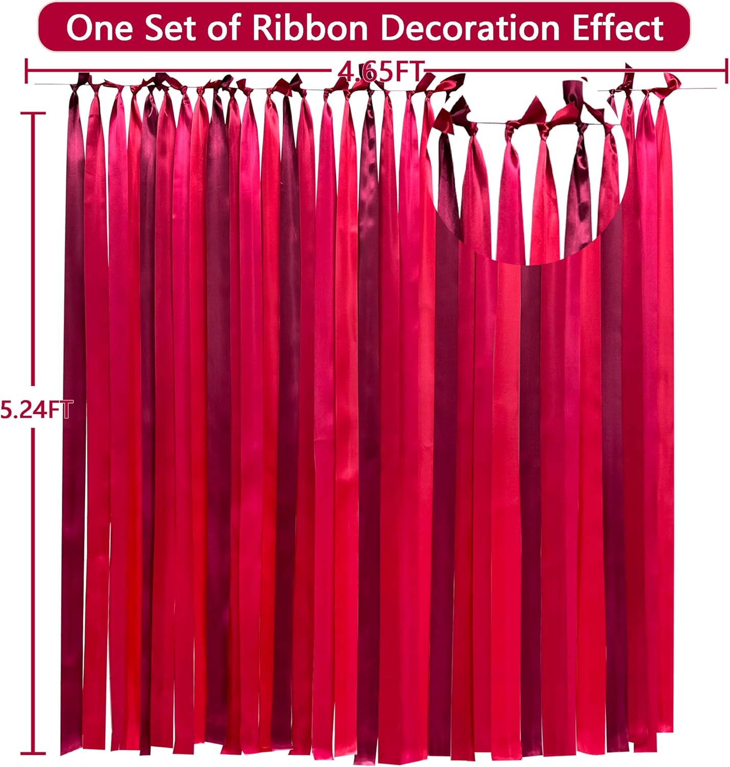 Cinta de satén roja de 65.6 yardas x 1.97 pulgadas de ancho para manualidades, envoltura de regalos, flecos, telón de fondo colgante, guirnalda de