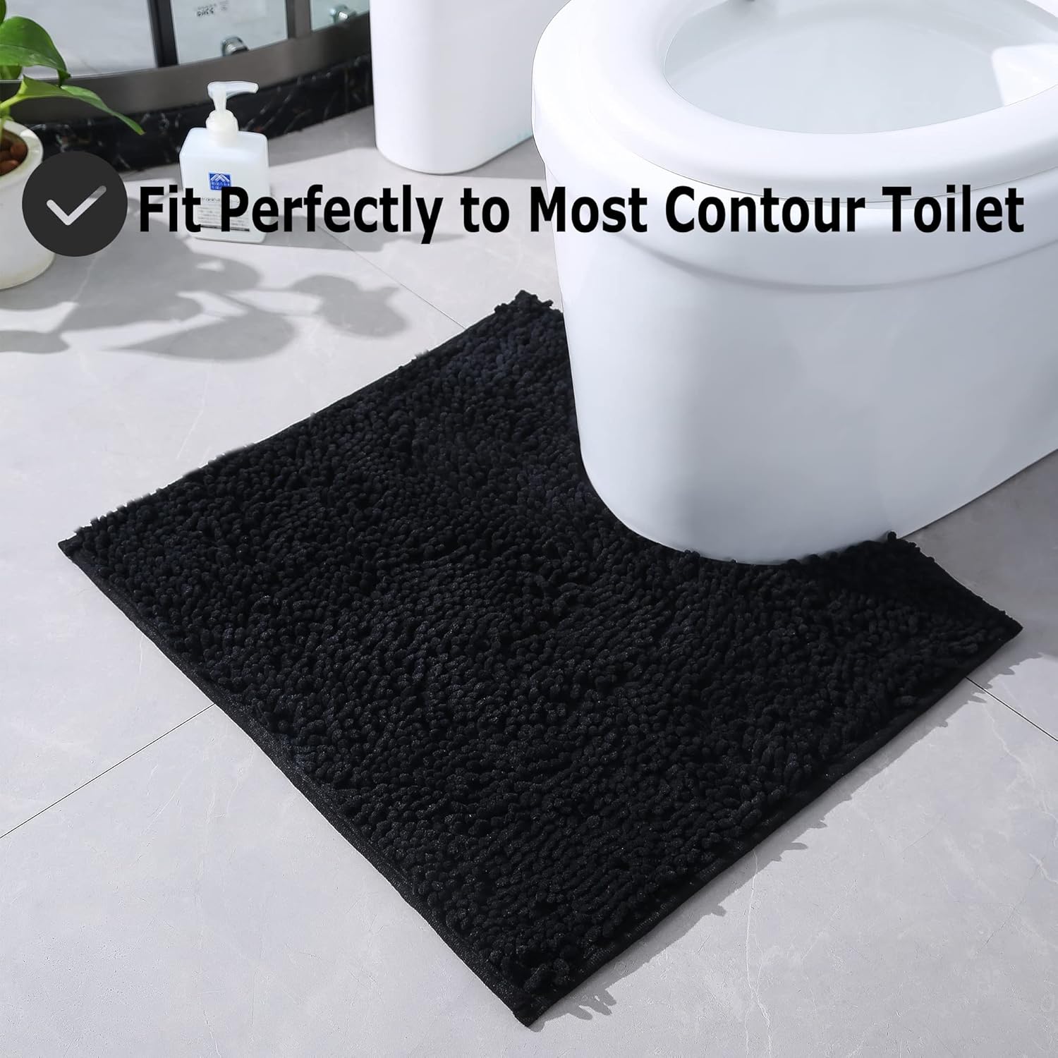 Alfombras de baño de felpilla en forma de U, extrasuaves y absorbentes, antideslizantes, de felpa lanuda para baño, lavable a máquina, alfombras de