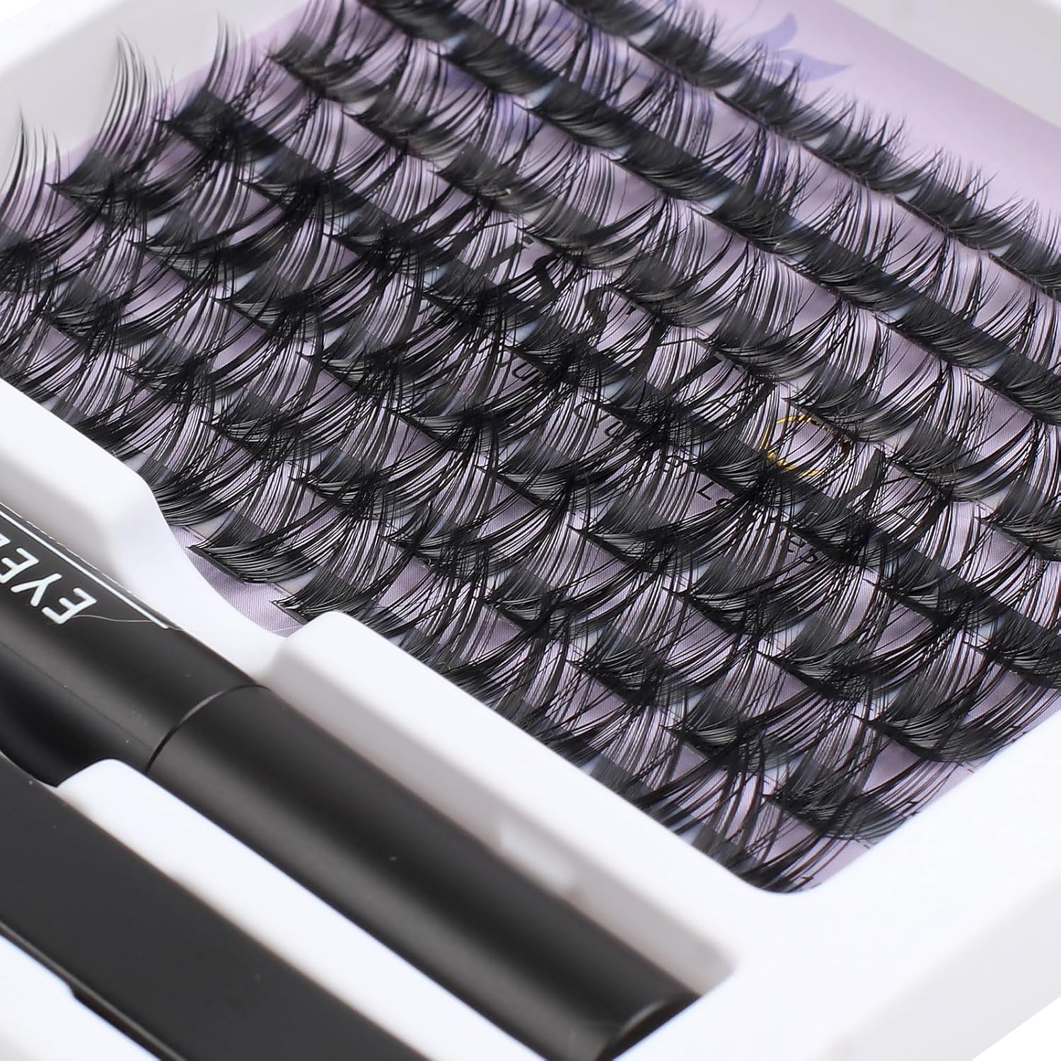 KISSXIAOYA Kit de extensiones de pestañas en racimo, kit de extensión de pestañas con unión de pestañas, sello y aplicador (mezcla de 0.354-0.591