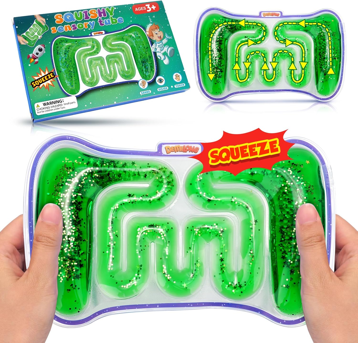 Juguetes sensoriales esponjosos para niños  Tubo sensorial de juguete para ansiedad relleno de espuma colorida, purpurina, herramienta calmante para