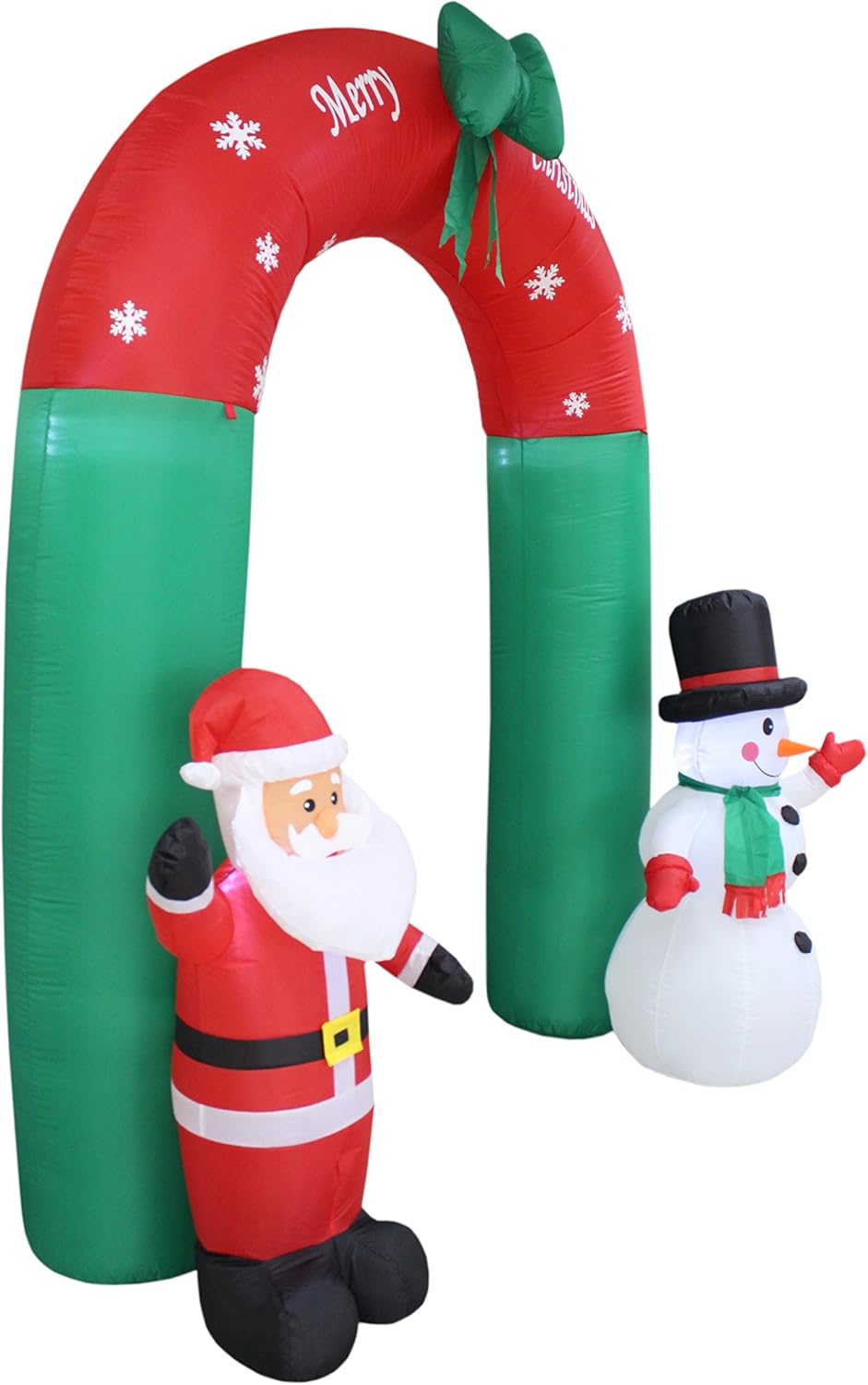 Arco inflable de Navidad iluminado de 8 pies de alto con arco de Papá Noel y muñeco de nieve con lazo luces LED para decoración de patio