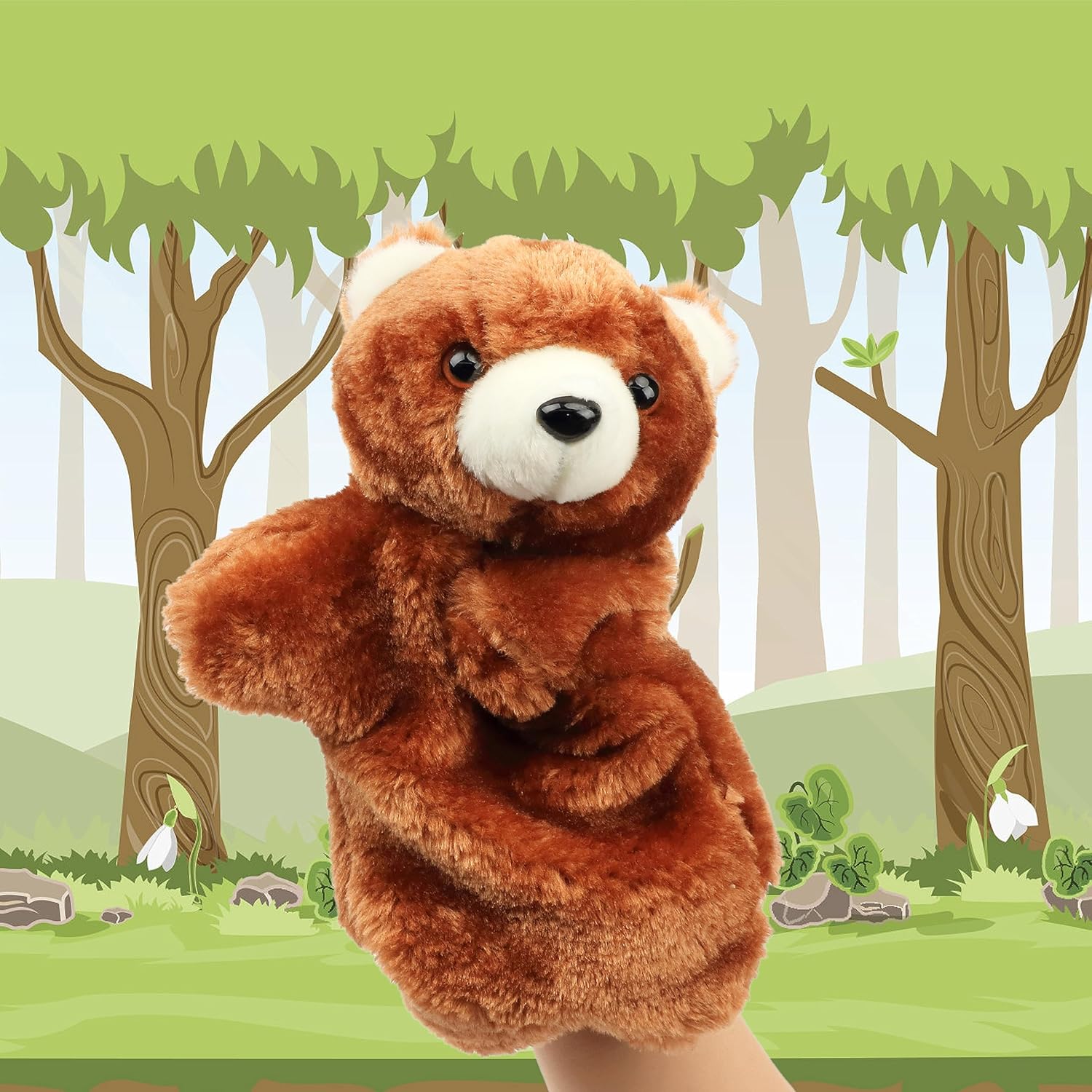 Cuteoy Juguete de peluche con forma de oso de mano, boca abierta y movible, juego de rol creativo, narración de historias, regalos para niños