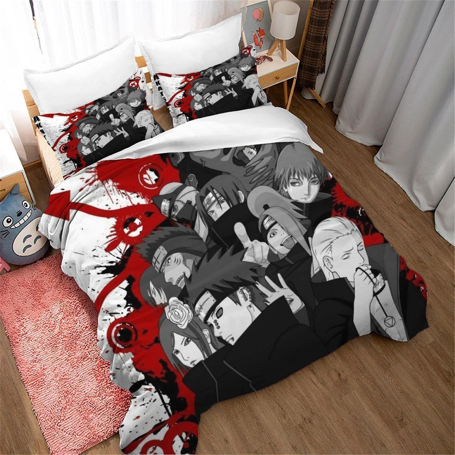 Juego de funda de edredón de 3 piezas de anime, ultra suave, reversible, transpirable, estampado 3D, de microfibra, protector de edredón de dibujos
