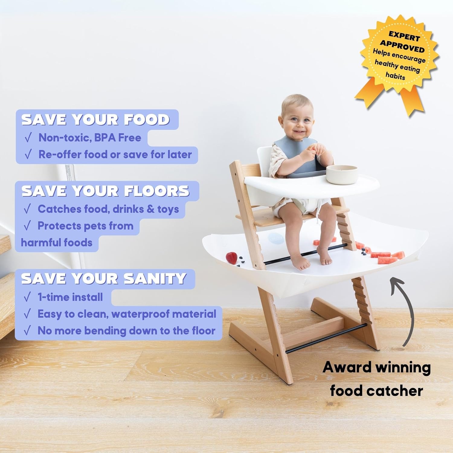 CATCHY – Recogedor de alimentos – Compatible con silla alta Stokke Tripp Trapp – Trona se vende por separado – Atrapasador de alimentos y desorden
