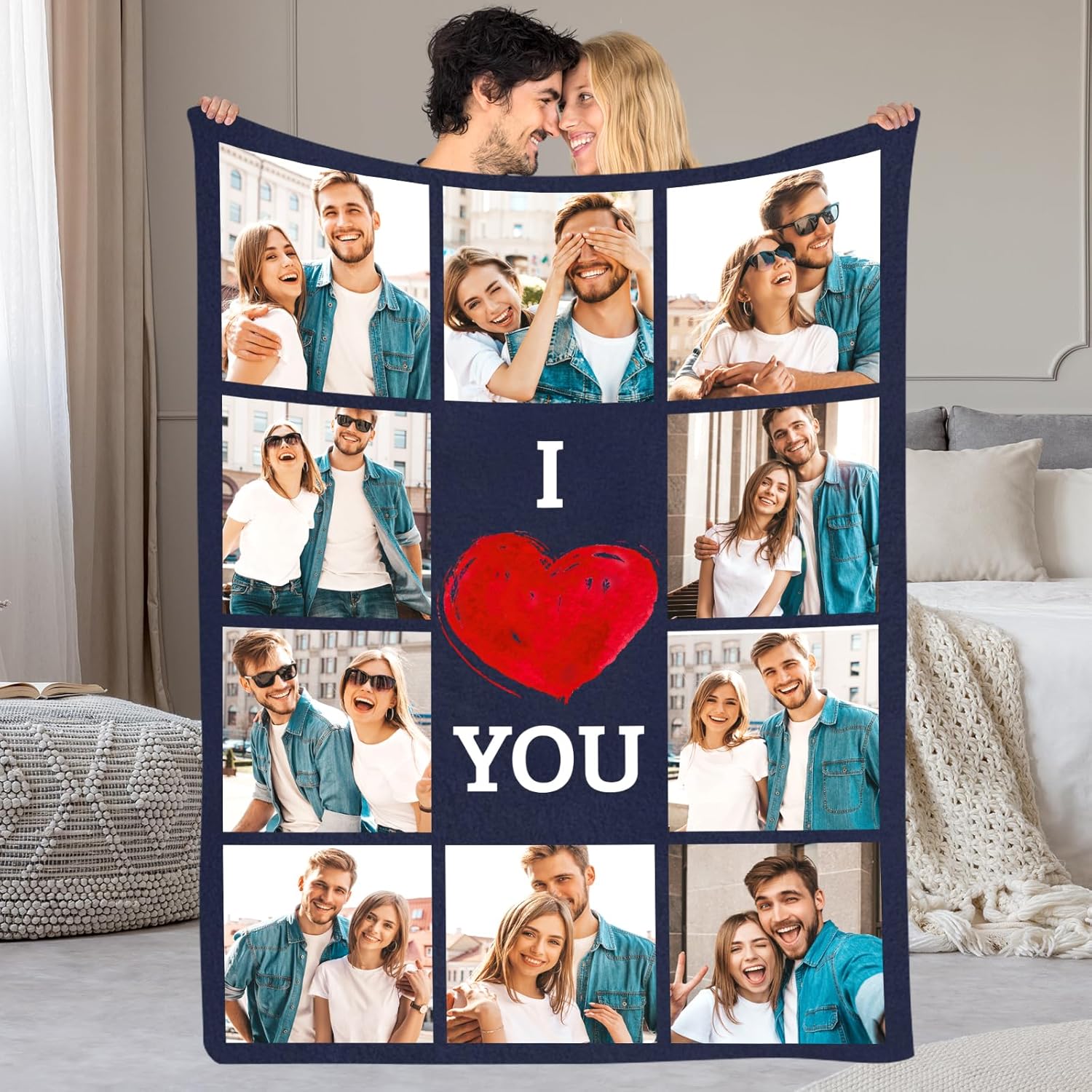 Regalos personalizados para el día de San Valentín para él y ella, manta personalizada con fotos, mantas de franela con imágenes, regalos