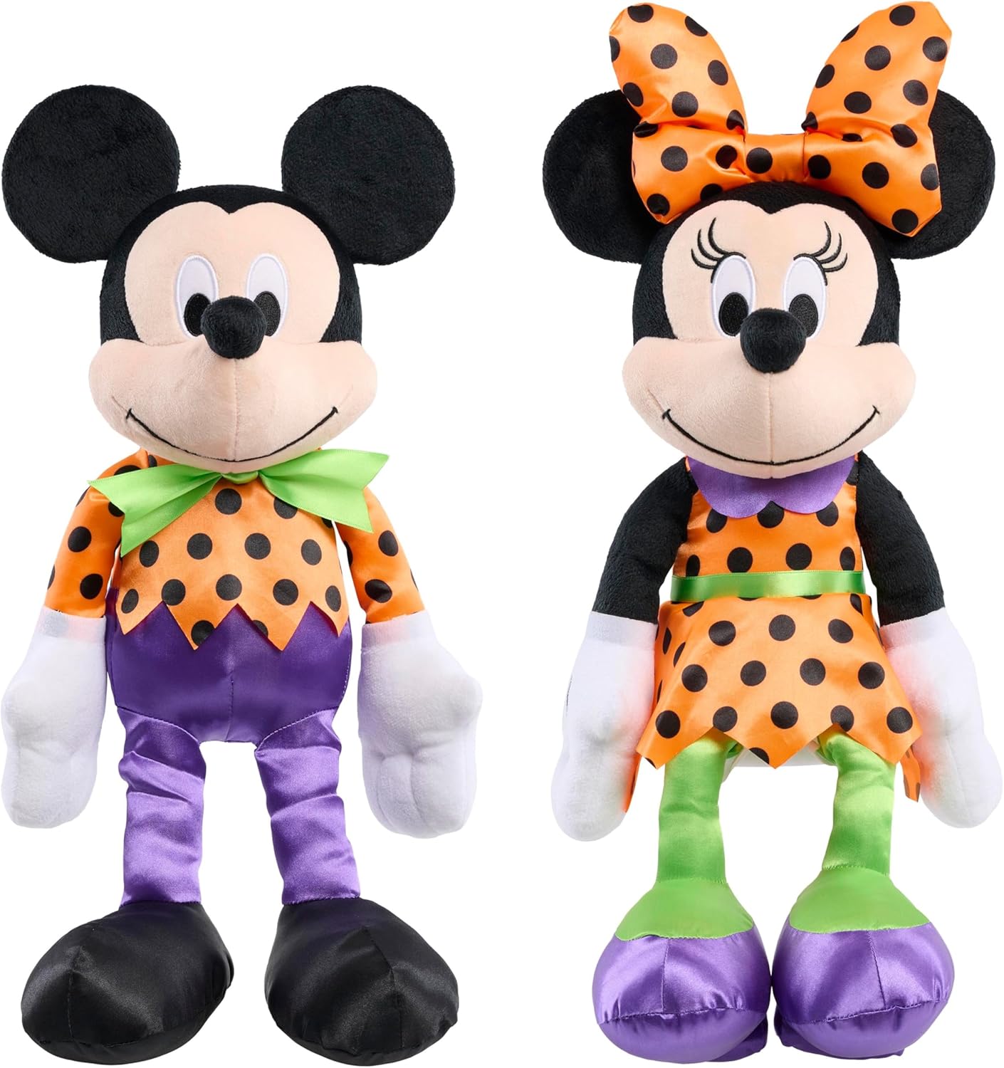 Disney Just Play – Peluche grande de Halloween de 19 pulgadas, Minnie Mouse, vestido de lunares, juguetes para niños de 2 años en adelante