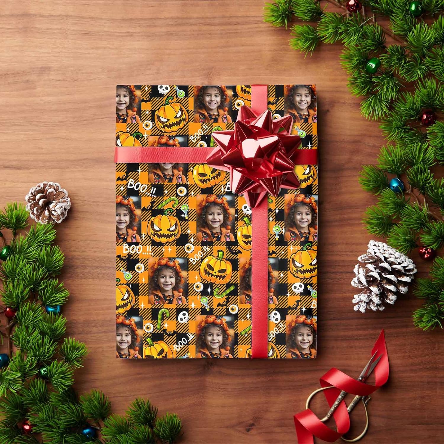 HUGLAZY Rollo de papel de regalo personalizado, papel de regalo de Navidad, Halloween, perfecto regalo personalizado para mamá, cumpleaños,
