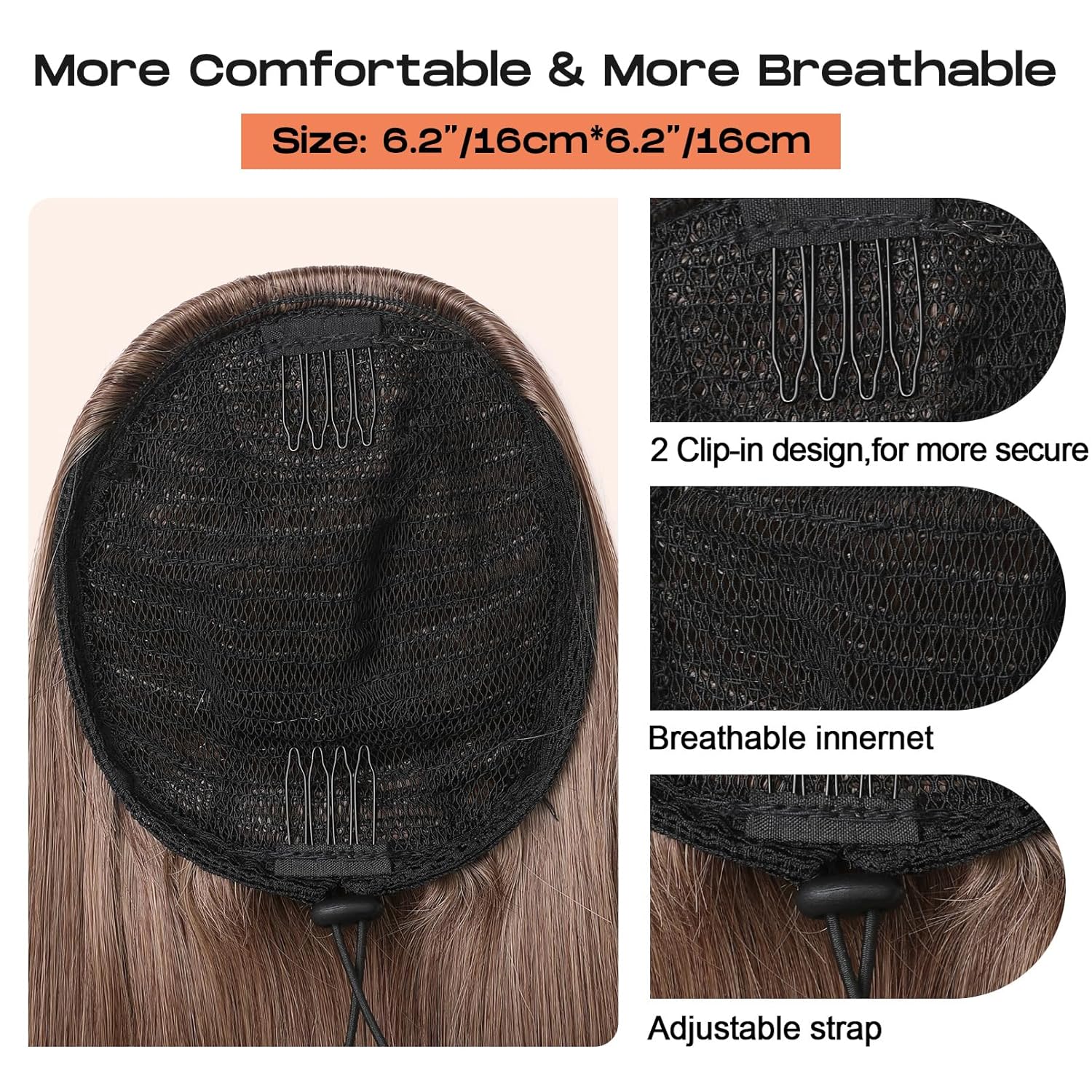 SEIKEA Extensiones de cola de caballo de 32 pulgadas con cordón largo y lacio, cola de caballo falsa, extensiones de cabello sintético suave natural