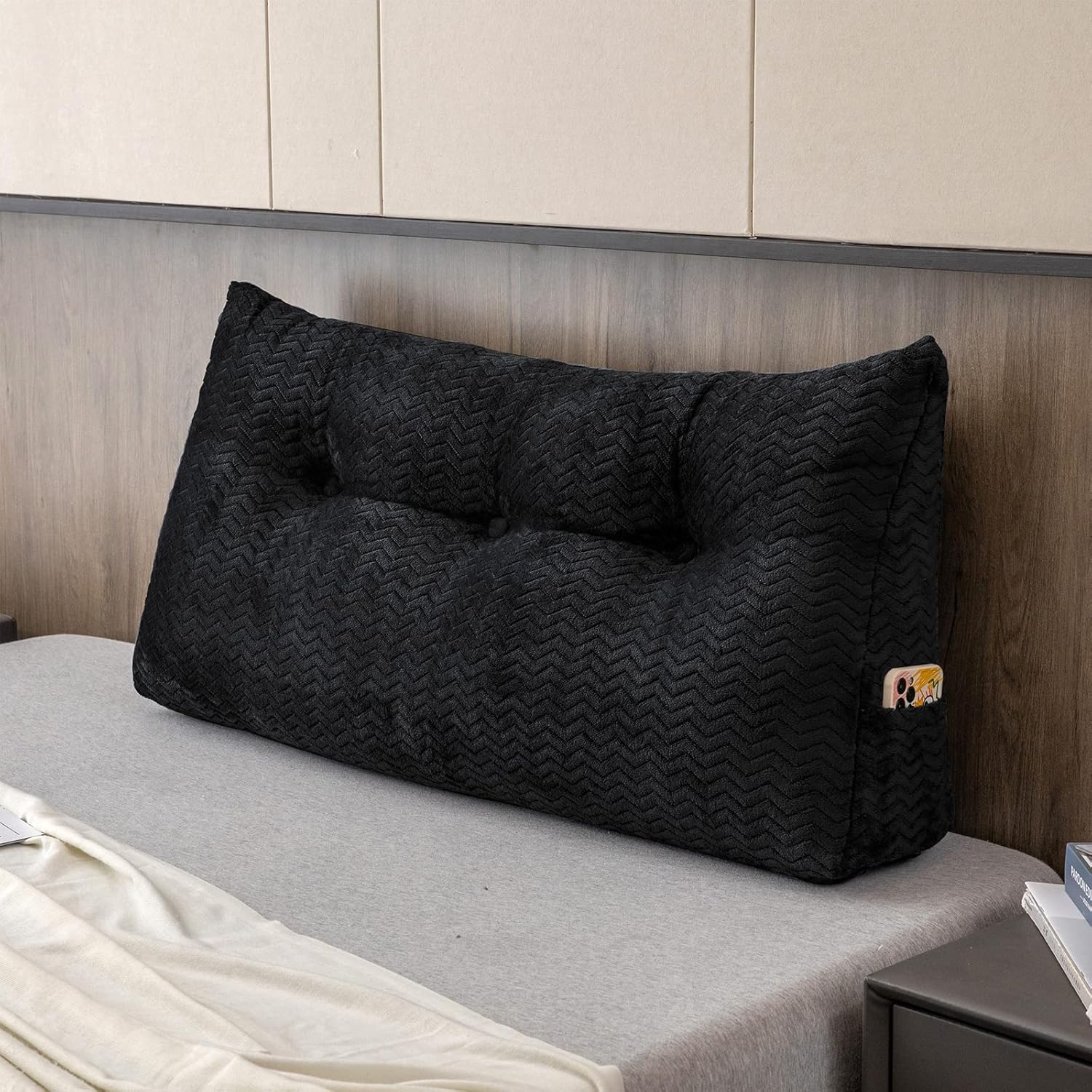 Cabecera triangular grande, respaldo de cuña y respaldo de posicionamiento, almohadas de lectura, almohadas de cuña para cama de día con funda