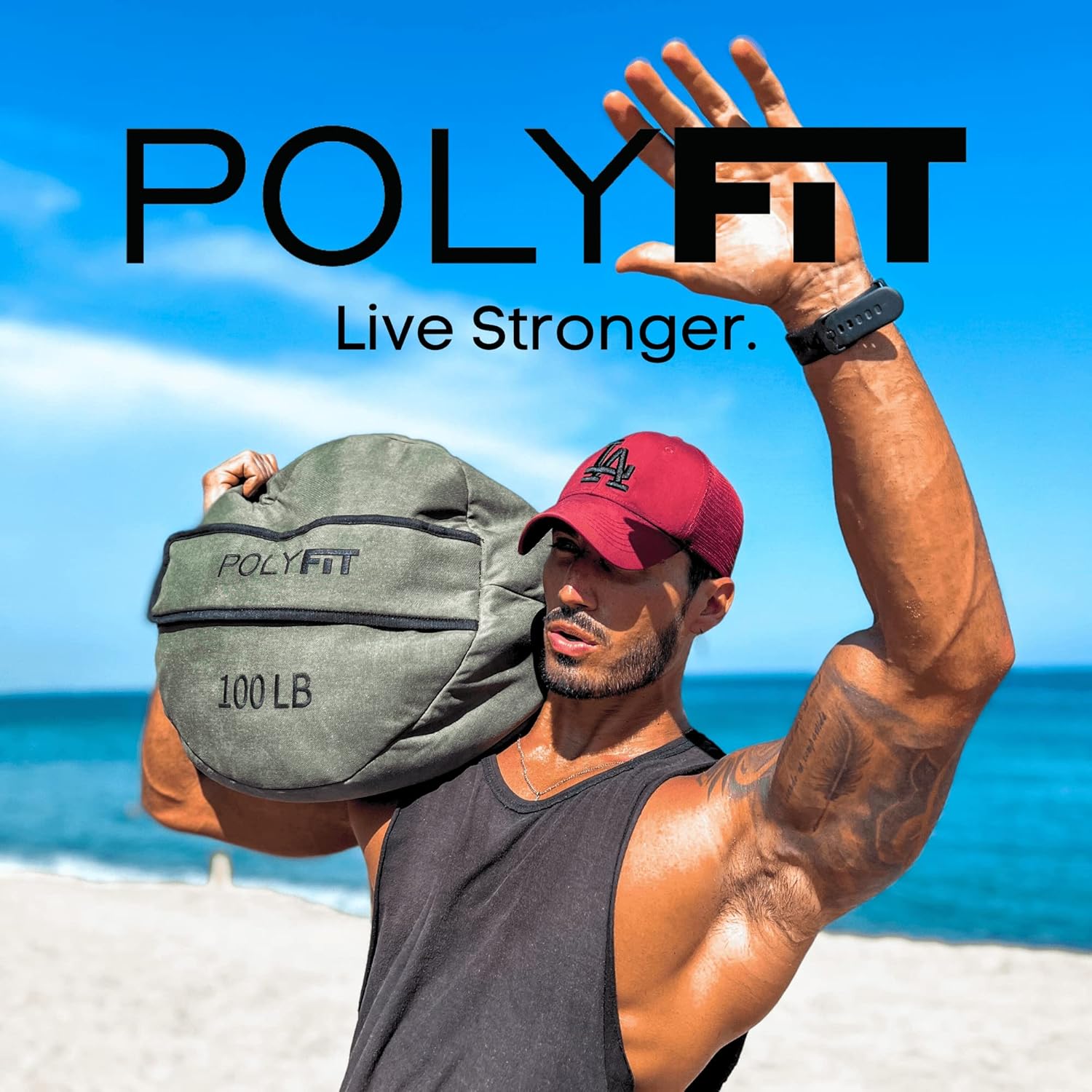 Strongman Sandbag – Bolsa de arena de entrenamiento resistente para entrenamiento de peso y fuerza, arena no incluida, 50, 75, 100, 150, 200 libras