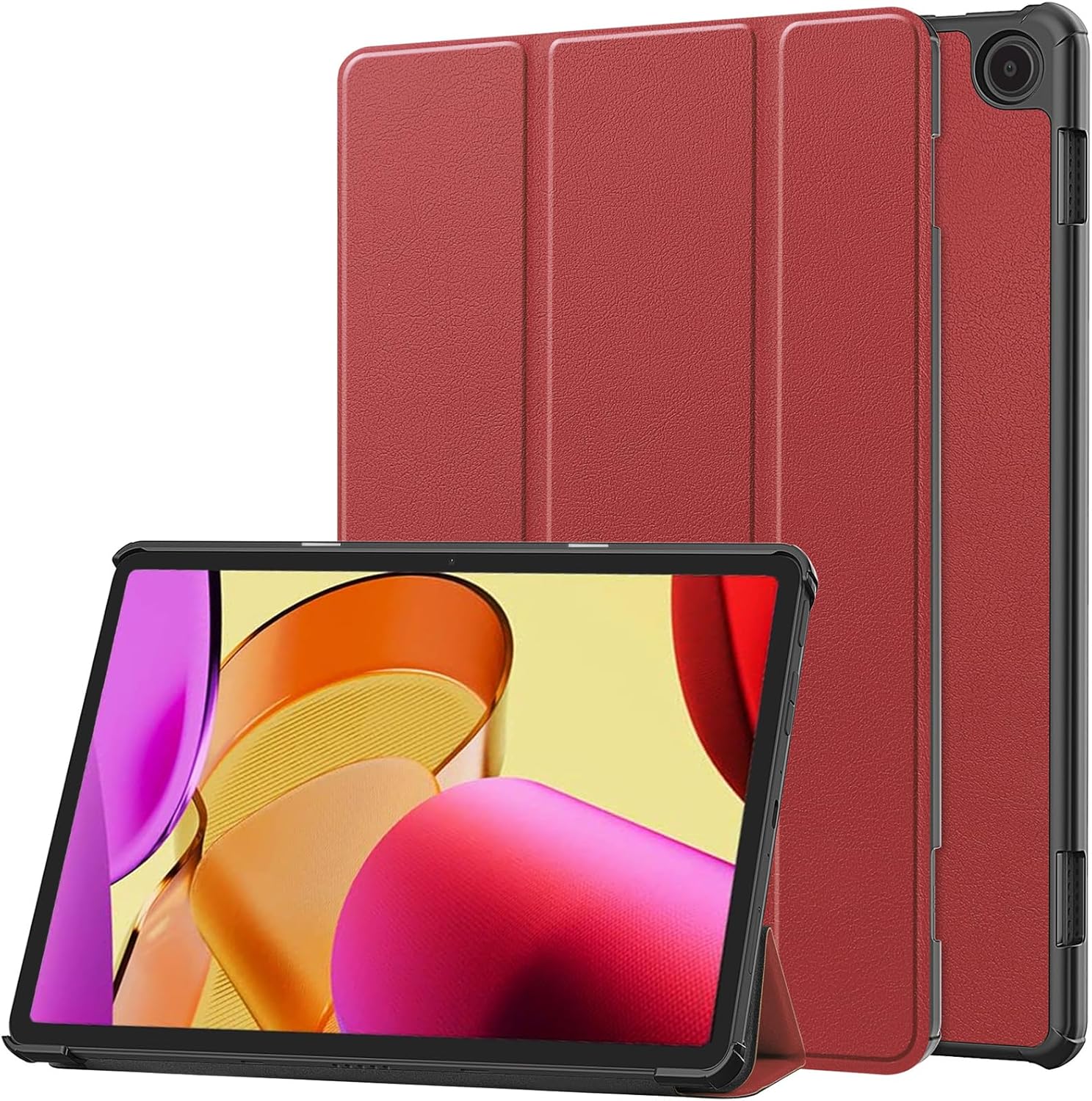 Miimall Case Compatible for Fire Max 11 Tablet 2023, Ultra Thin Slim Leather + Foldable Design PC Back Full Protector Auto WakeSleep Trifold Stand