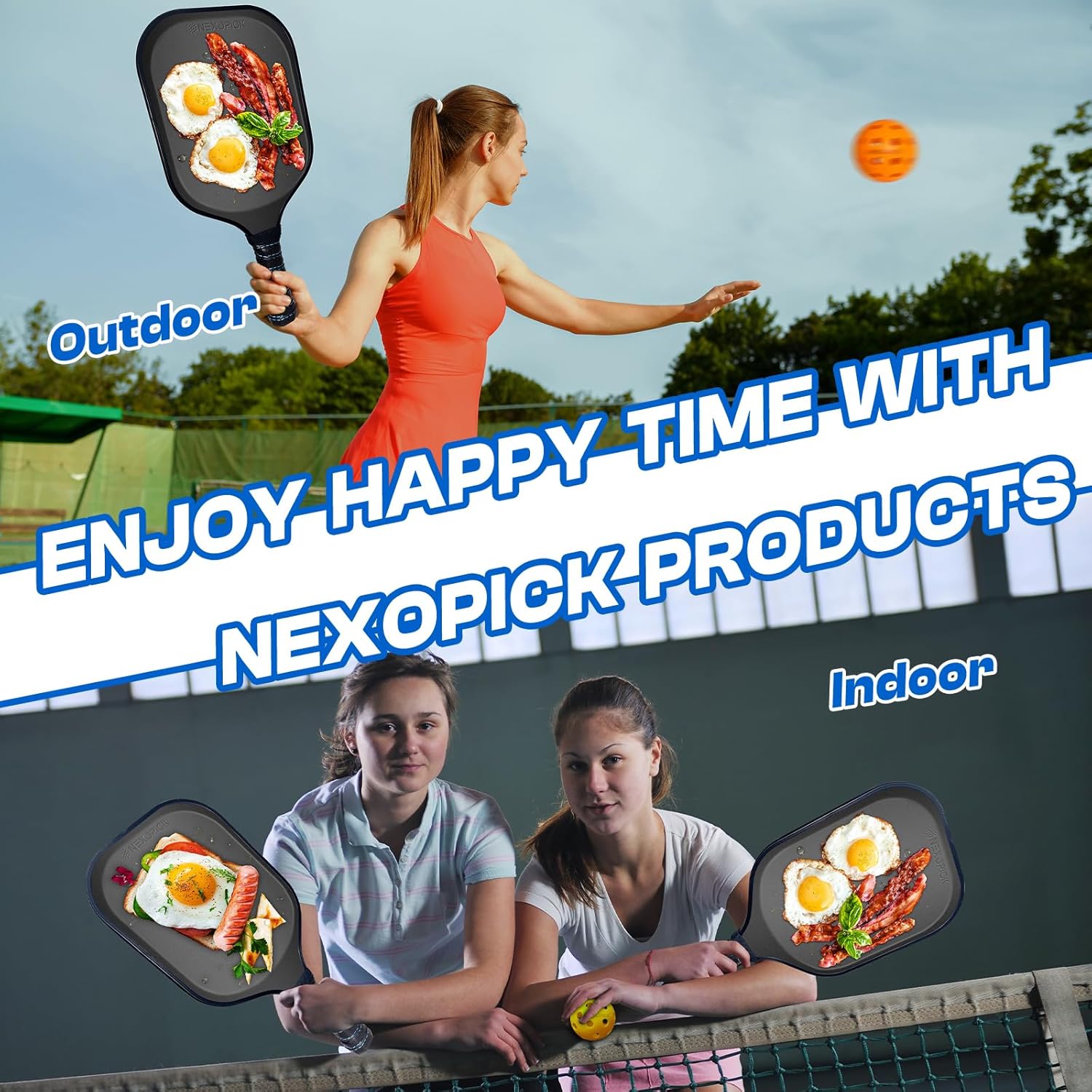 Juego de 2 palas de pickleball aprobadas por USAPA, palas de pickleball de fibra de vidrio, raquetas ligeras de pickleball, paquete de 2, núcleo de