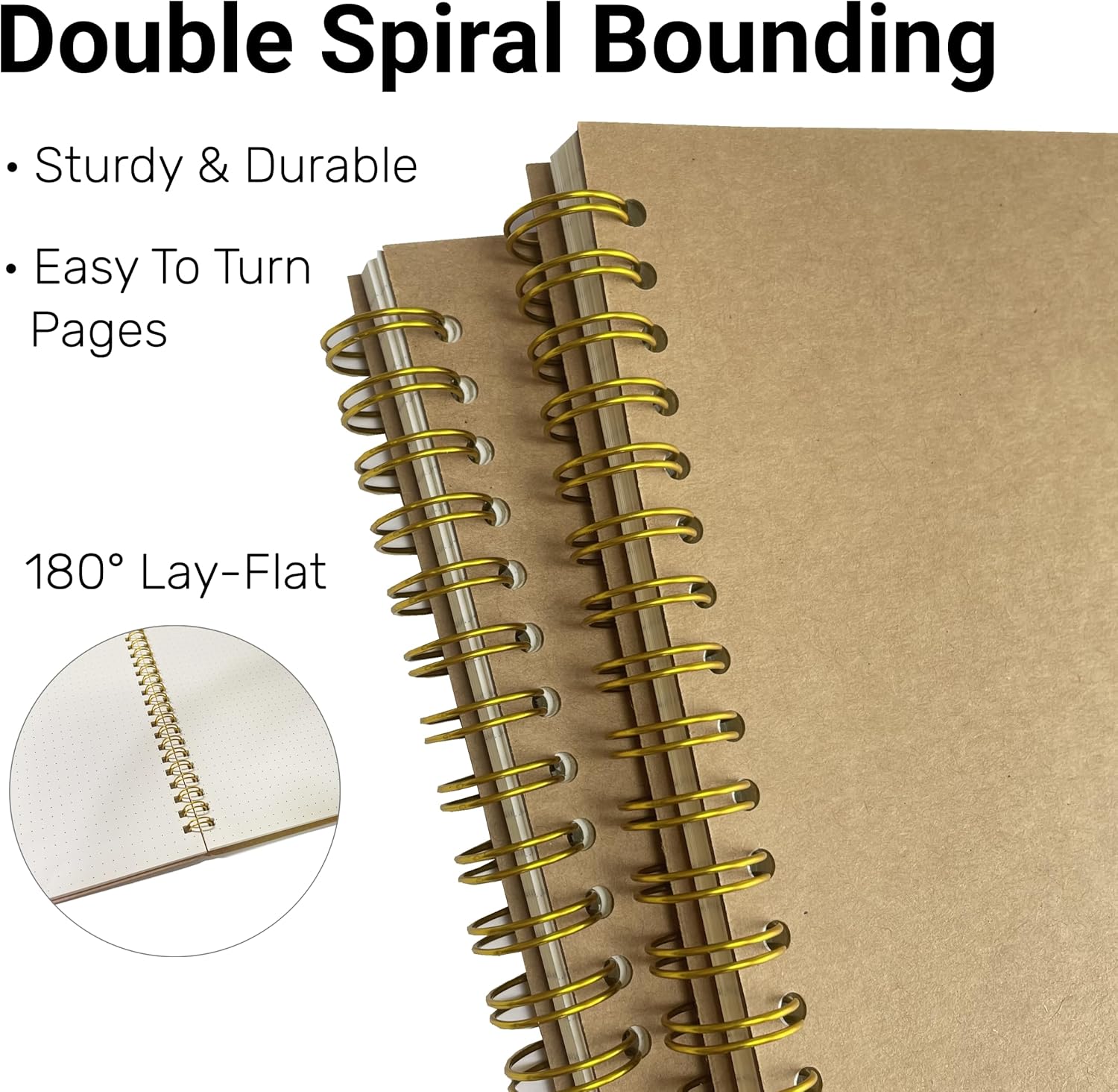 AOU Paquete de 2 cuadernos de puntos en espiral, diarios A5 con papel de cuadrícula de puntos gruesos de 3.53 ozm, diarios estéticos con 200 páginas
