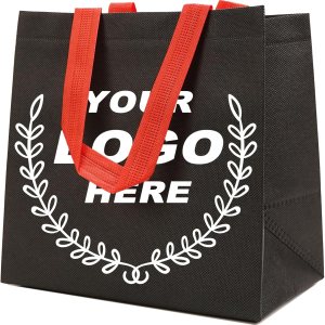 Bolsos no tejidos reutilizables de encargo de la mercancía a granel con las manijas para las compras, Negro – Bolsos no tejidos reutilizables de encargo de la mercancía a granel con las manijas para las compras, Negro –