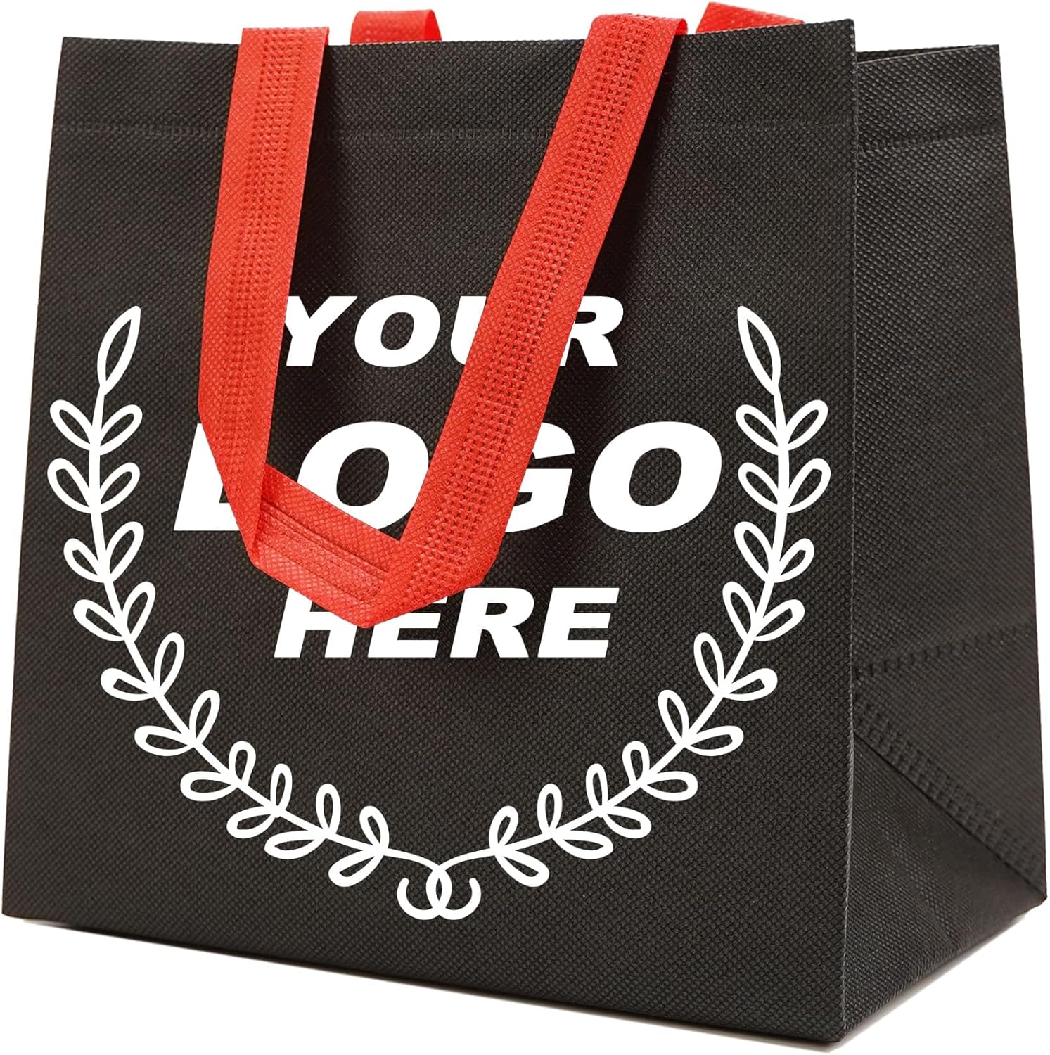 Bolsos no tejidos reutilizables de encargo de la mercancía a granel con las manijas para las compras, Negro –