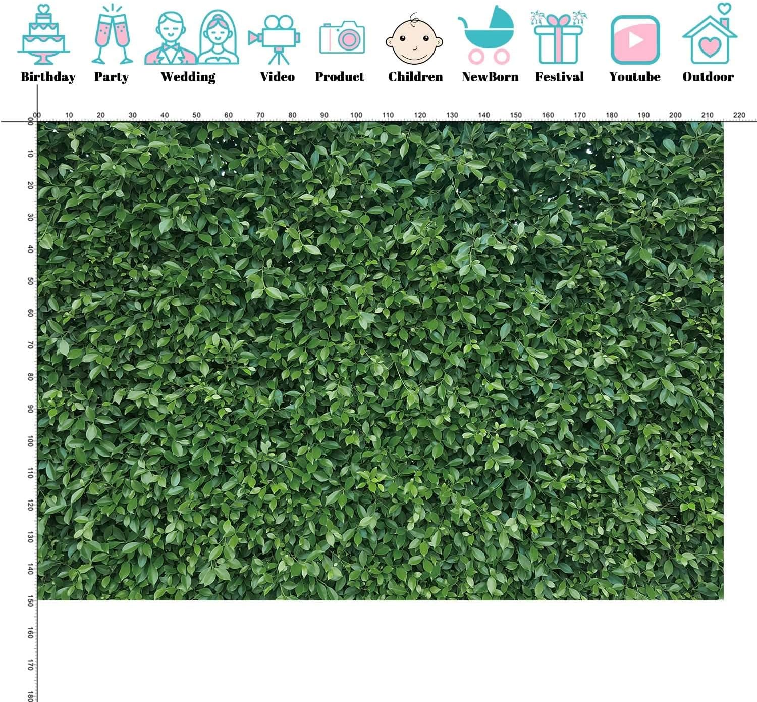 SeekPro Telones de fondo de hojas verdes de primavera de 7 x 5 pies, telón de fondo de hojas de naturaleza, fondo de cumpleaños para fiesta de