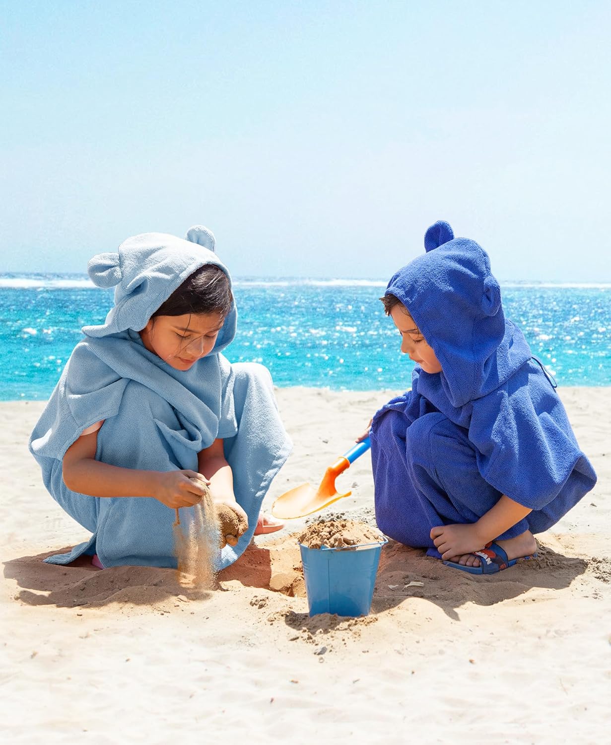 MissShorthair Toalla Poncho para niños, toalla de playa con capucha para niña y niño, poncho de surf, bata de baño, toalla de baño de microfibra,