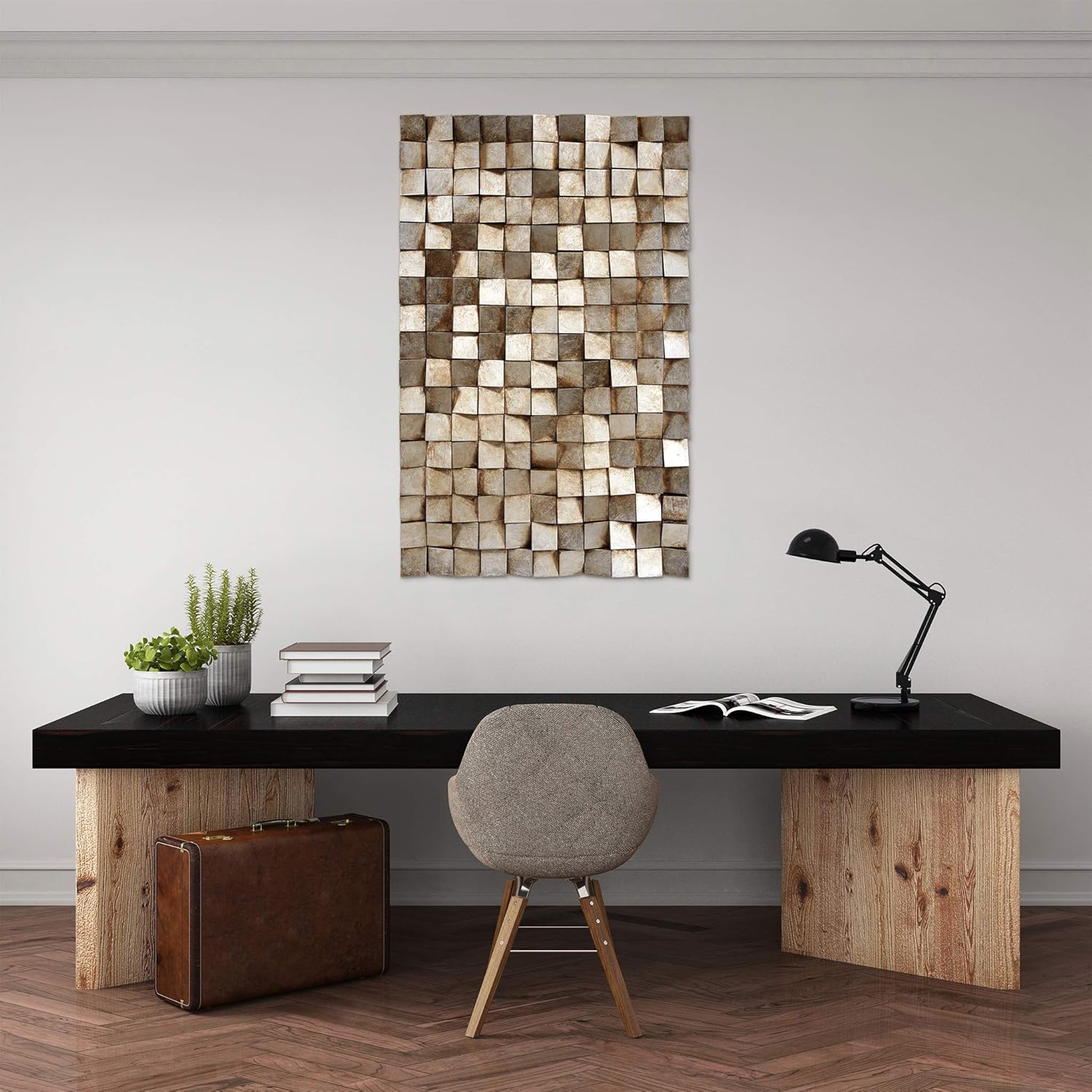 Empire Art Direct Bloques resistentes con hoja de oro 3D arte de pared de madera 3D listo para colgar, 48 x 30 pulgadas, texturizado I