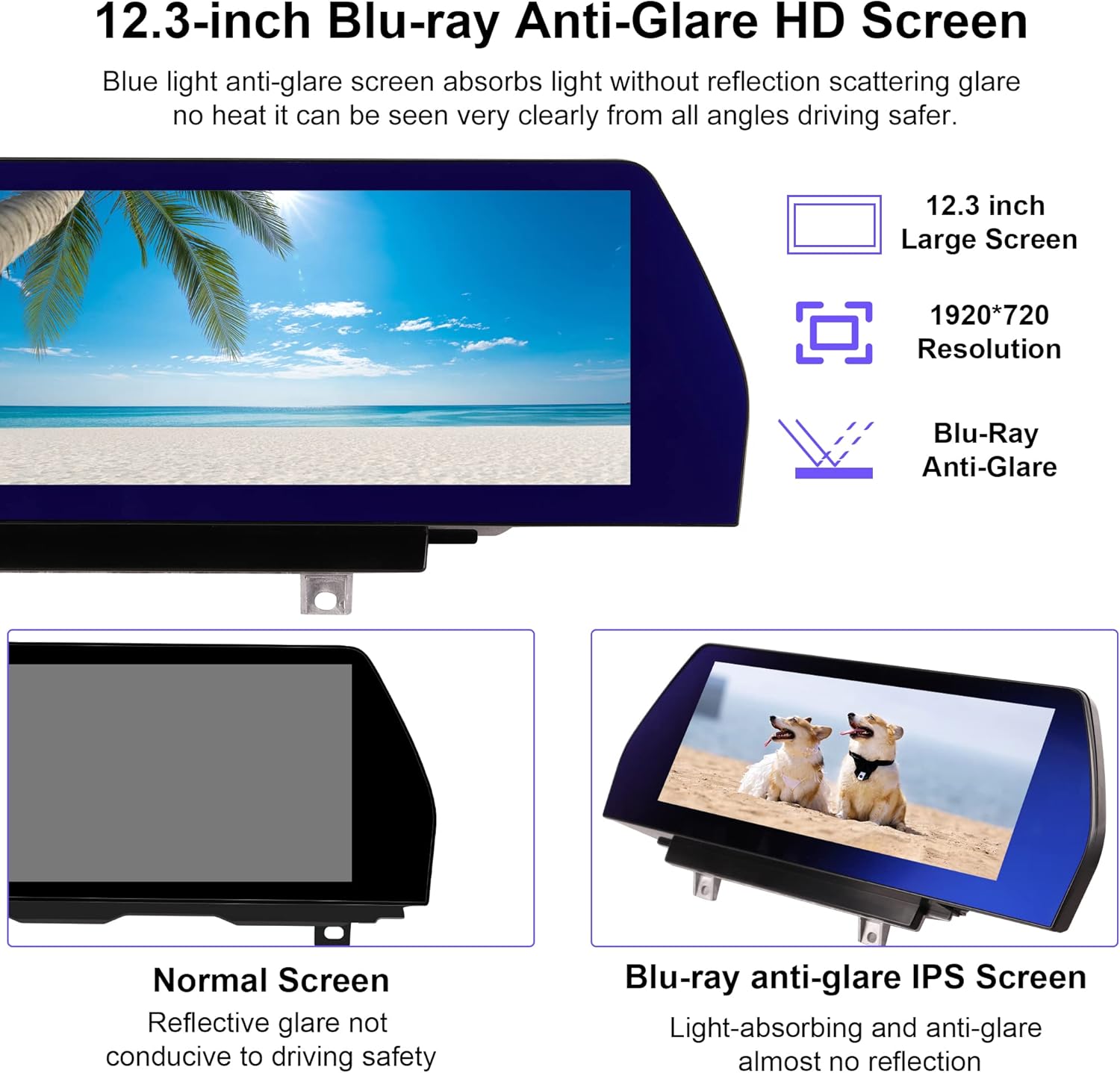 Navegador GPS del coche de 12.3 pulgadas para BMW 3 Serie 4 Serie F30 F31 F32 F33 F34 F36 Android 12 Blu-ray pantalla táctil CarPlay (sistema NBT,