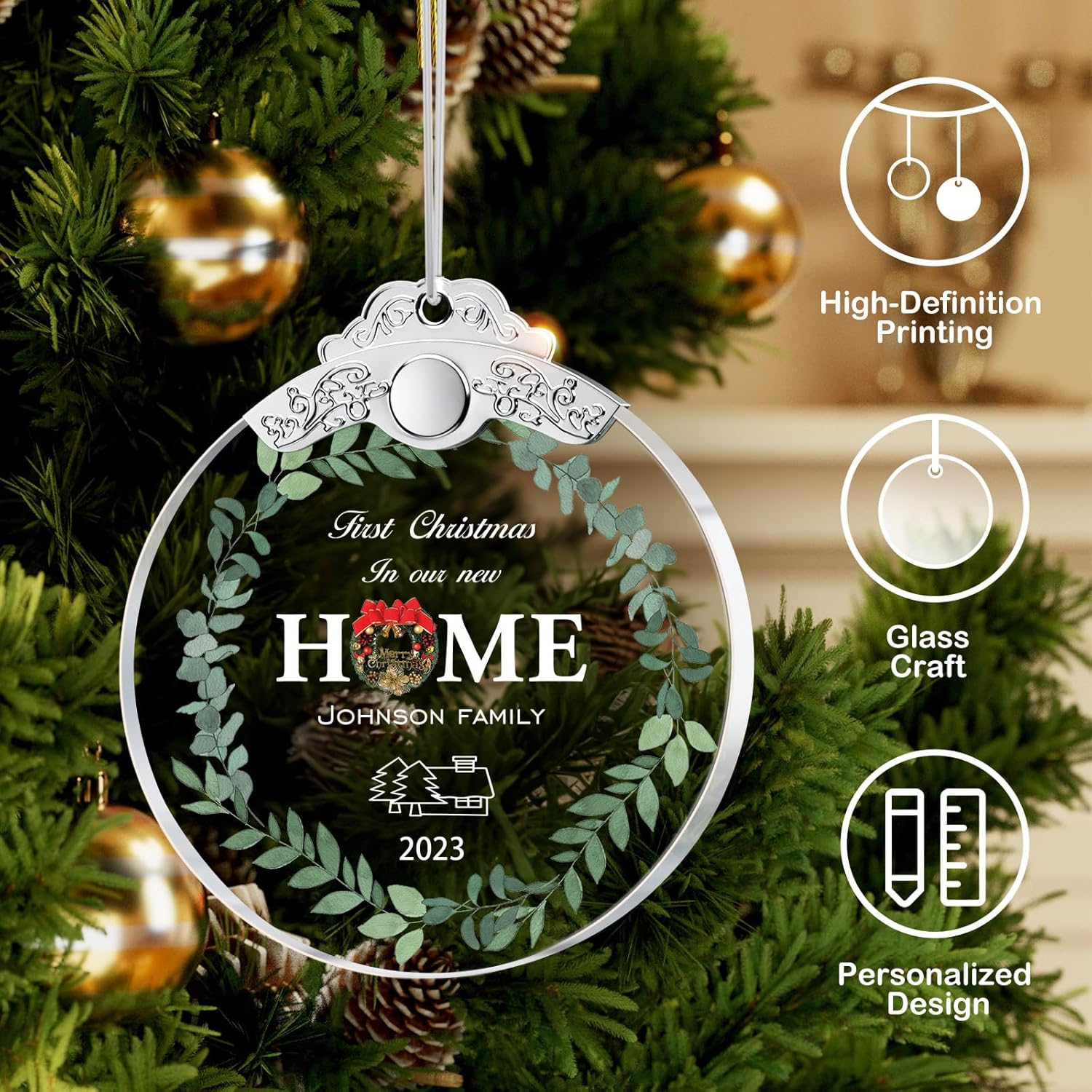 Bemaystar New Home Christmas Ornament 2023  Regalos de inauguración de la casa para casa nueva, adornos de Navidad personalizados, regalo de primera