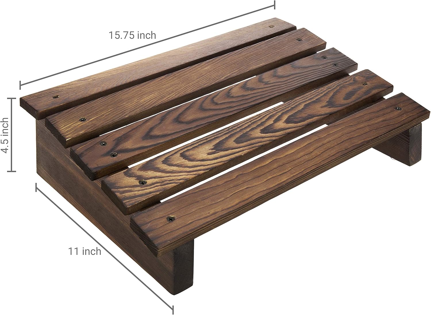 MyGift Taburete ergonómico de madera marrón quemado para pies debajo del escritorio con diseño inclinado, taburete para escritorio en el trabajo